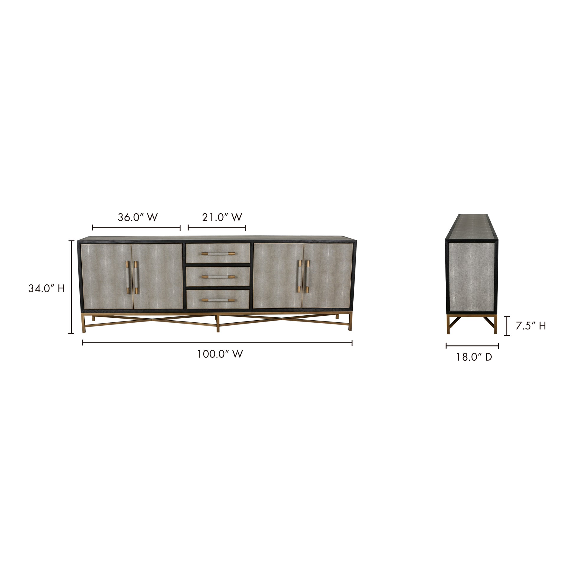 Mako Sideboard Large Grey - Central Designs