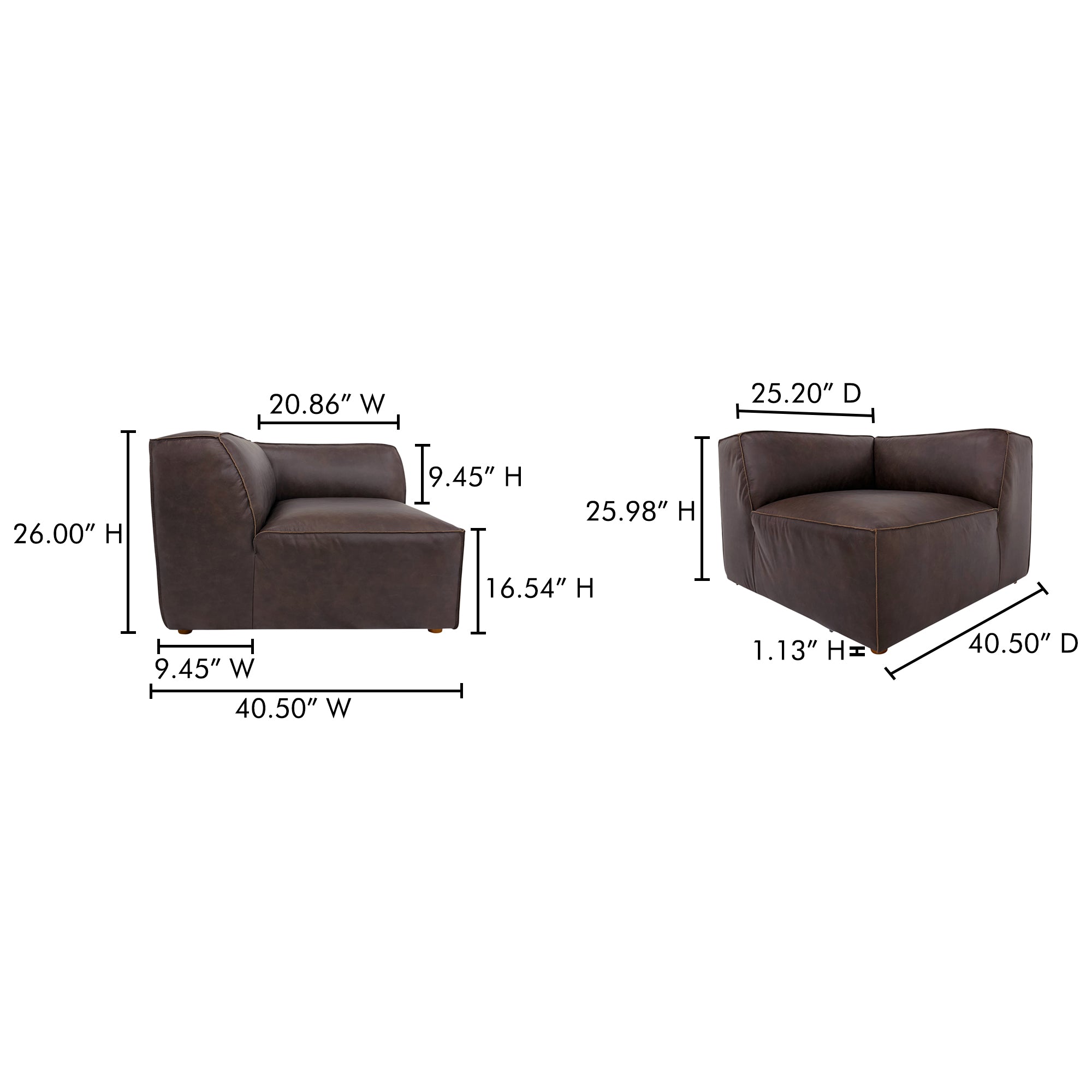Form Corner Chair Espresso Brown Leather - Central Designs