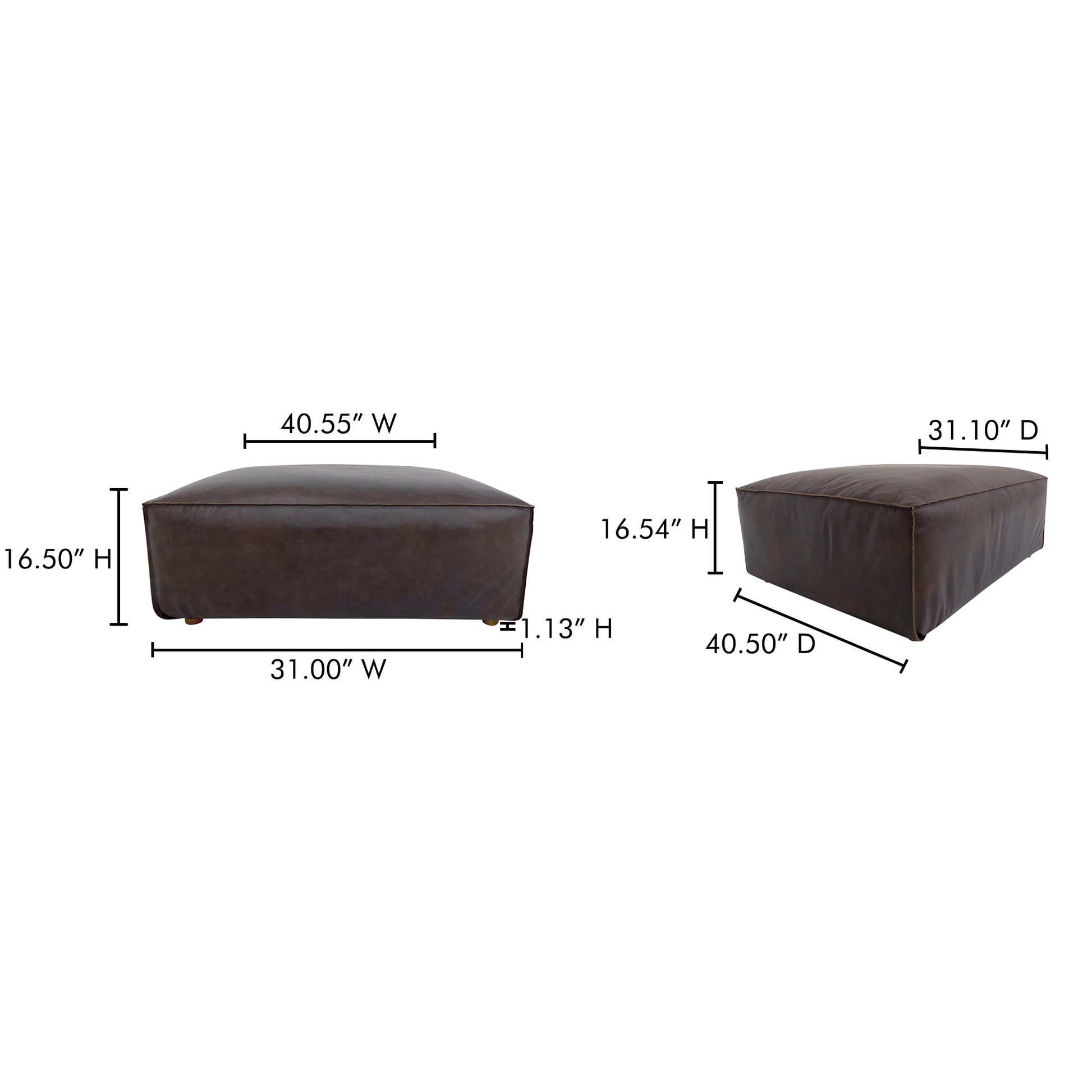 Form Ottoman Espresso Brown Leather - Central Designs