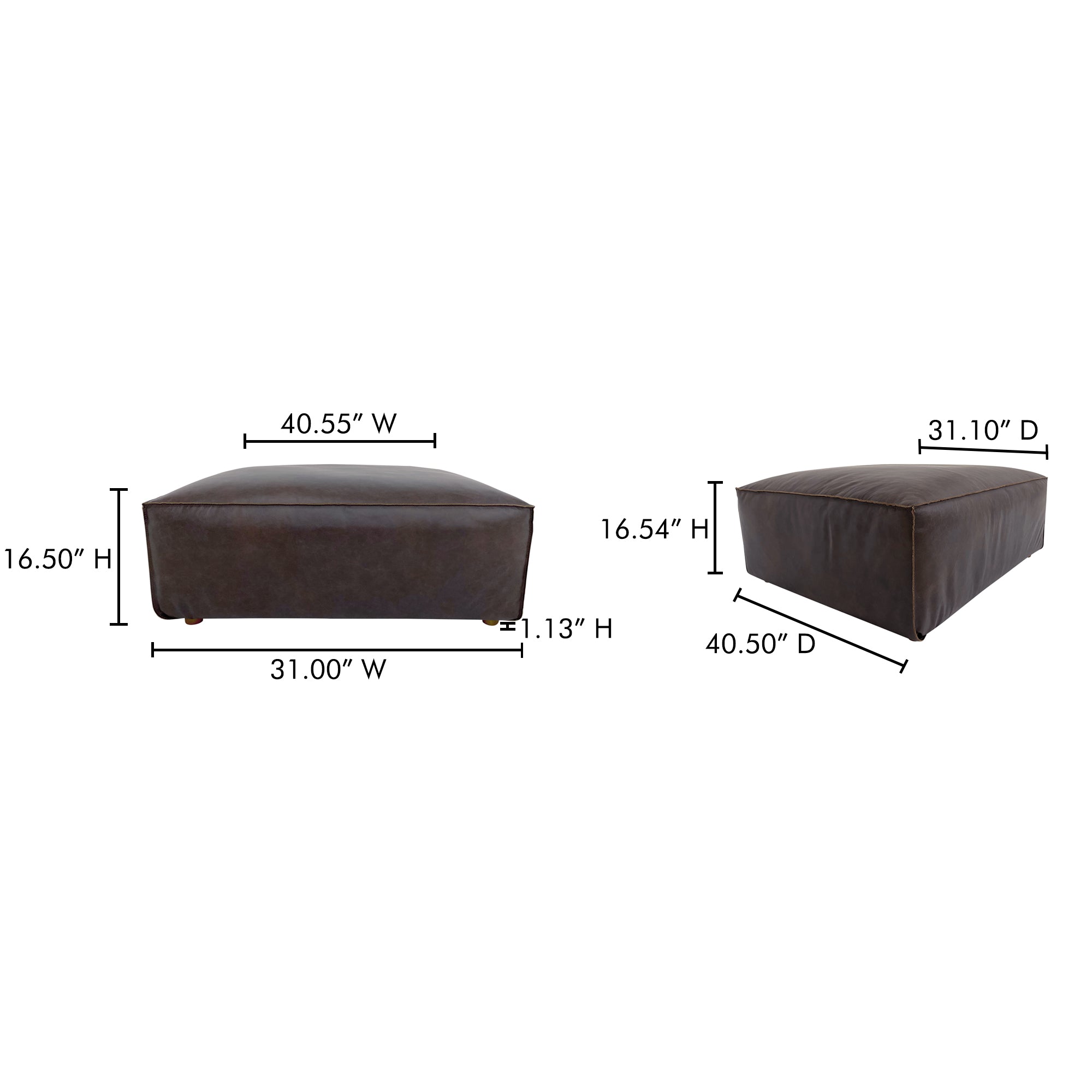 Form Ottoman Espresso Brown Leather - Central Designs