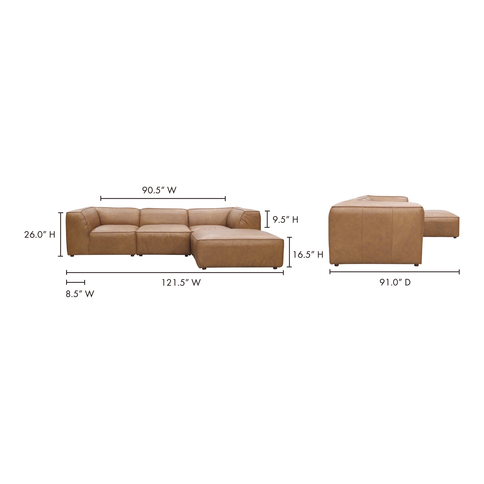Form Lounge Modular Sectional Sonoran Tan Leather - Central Designs