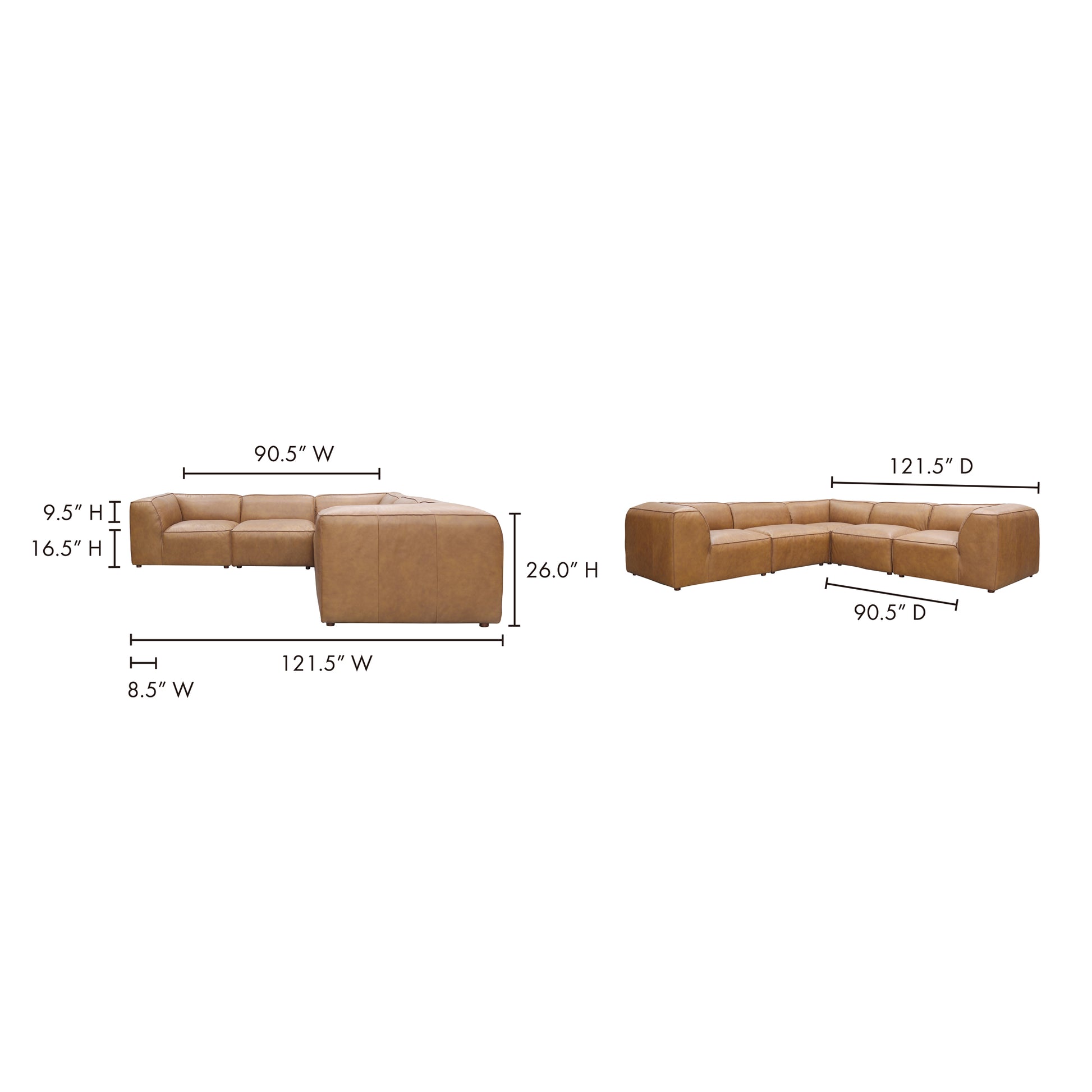 Form Classic L - Shaped Modular Sectional Sonoran Tan Leather - Central Designs