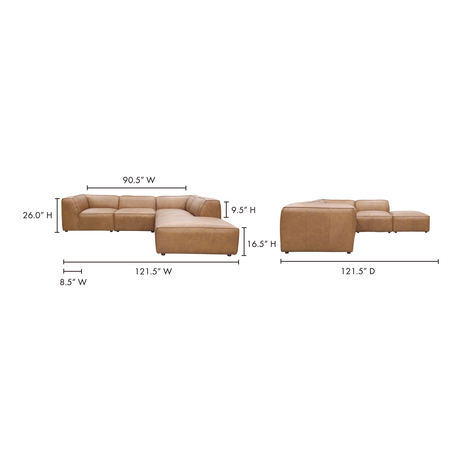 Form Dream Modular Sectional Sonoran Tan Leather - Central Designs