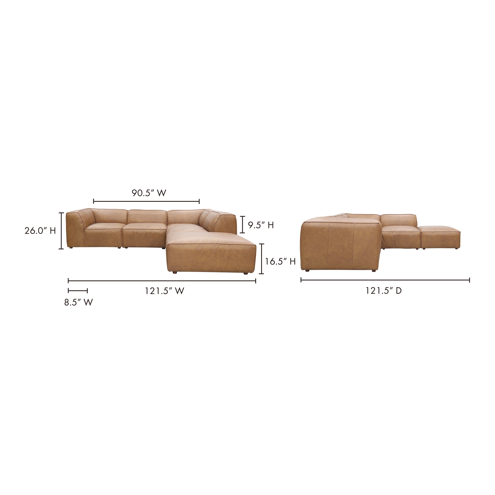 Form Dream Modular Sectional Sonoran Tan Leather - Central Designs