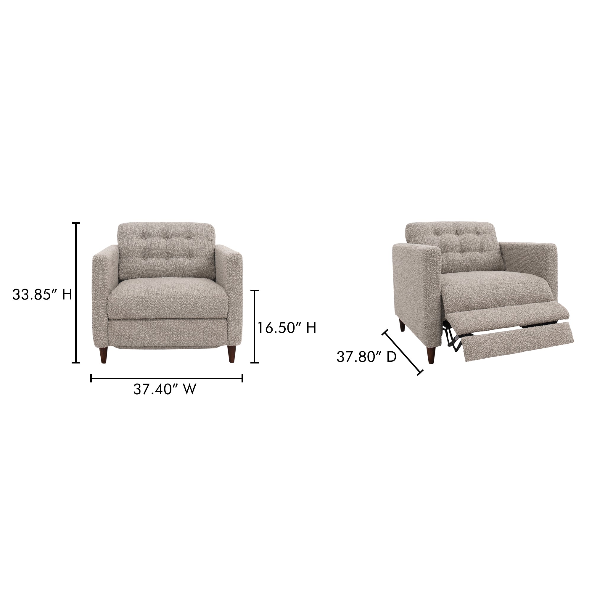 Bridgers Power Recliner Chair Warm Grey