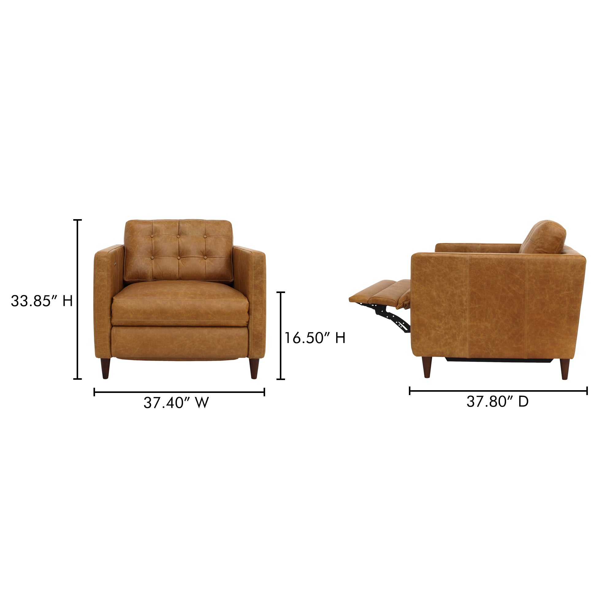 Bridgers Power Recliner Chair Tan Leather