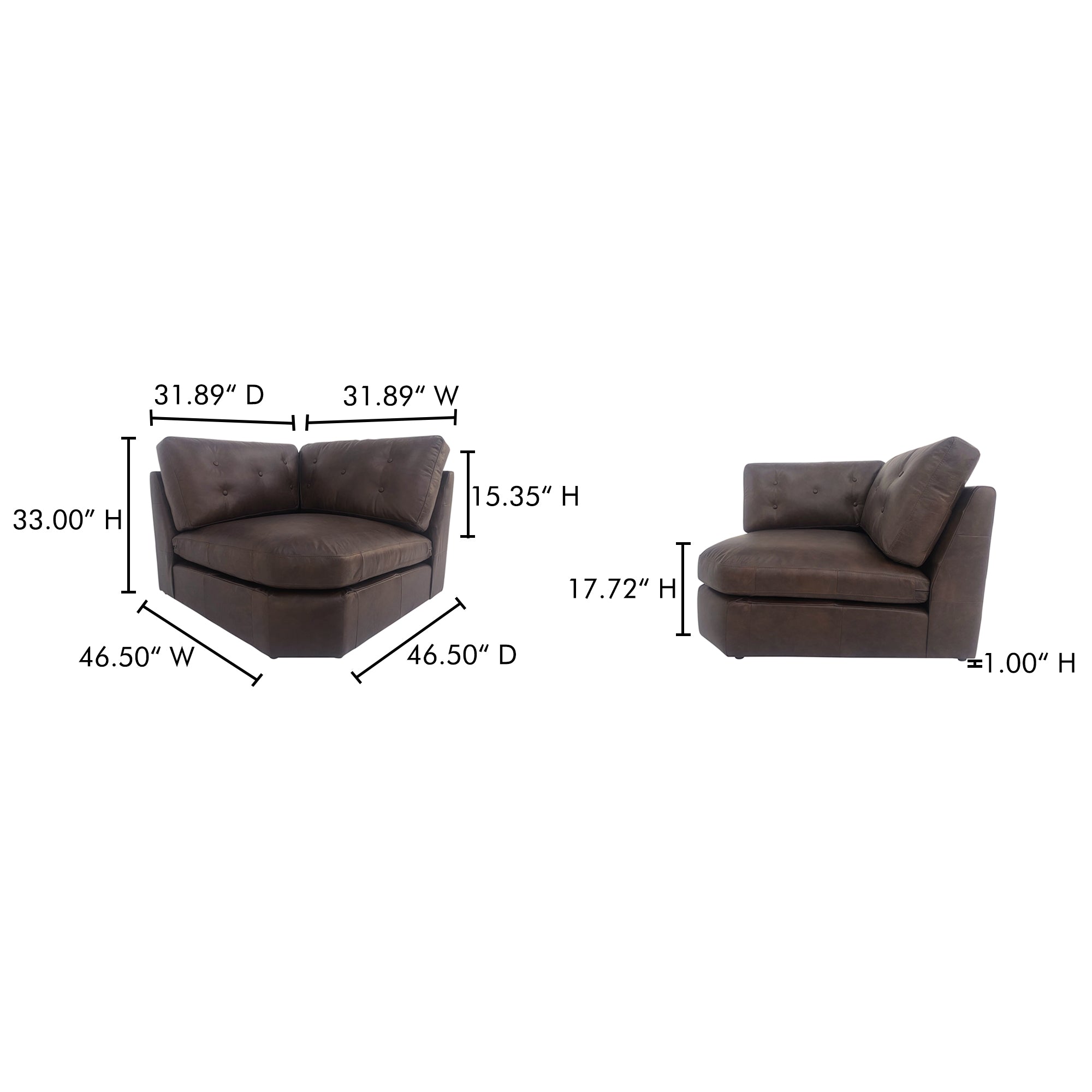 Thurlow Corner Chair Espresso Brown Leather - Central Designs