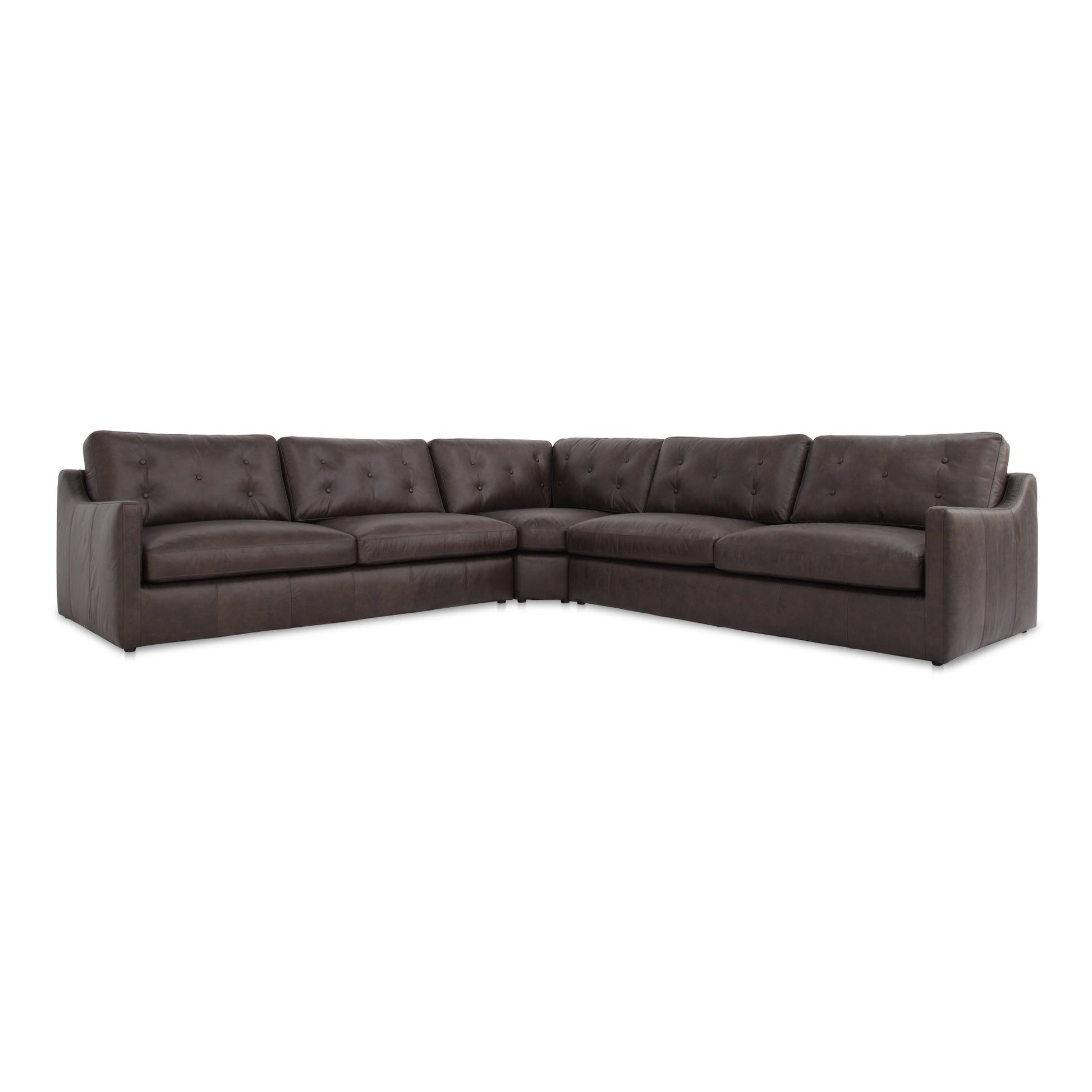 Thurlow Corner Modular Sectional Espresso Brown Leather - Central Designs