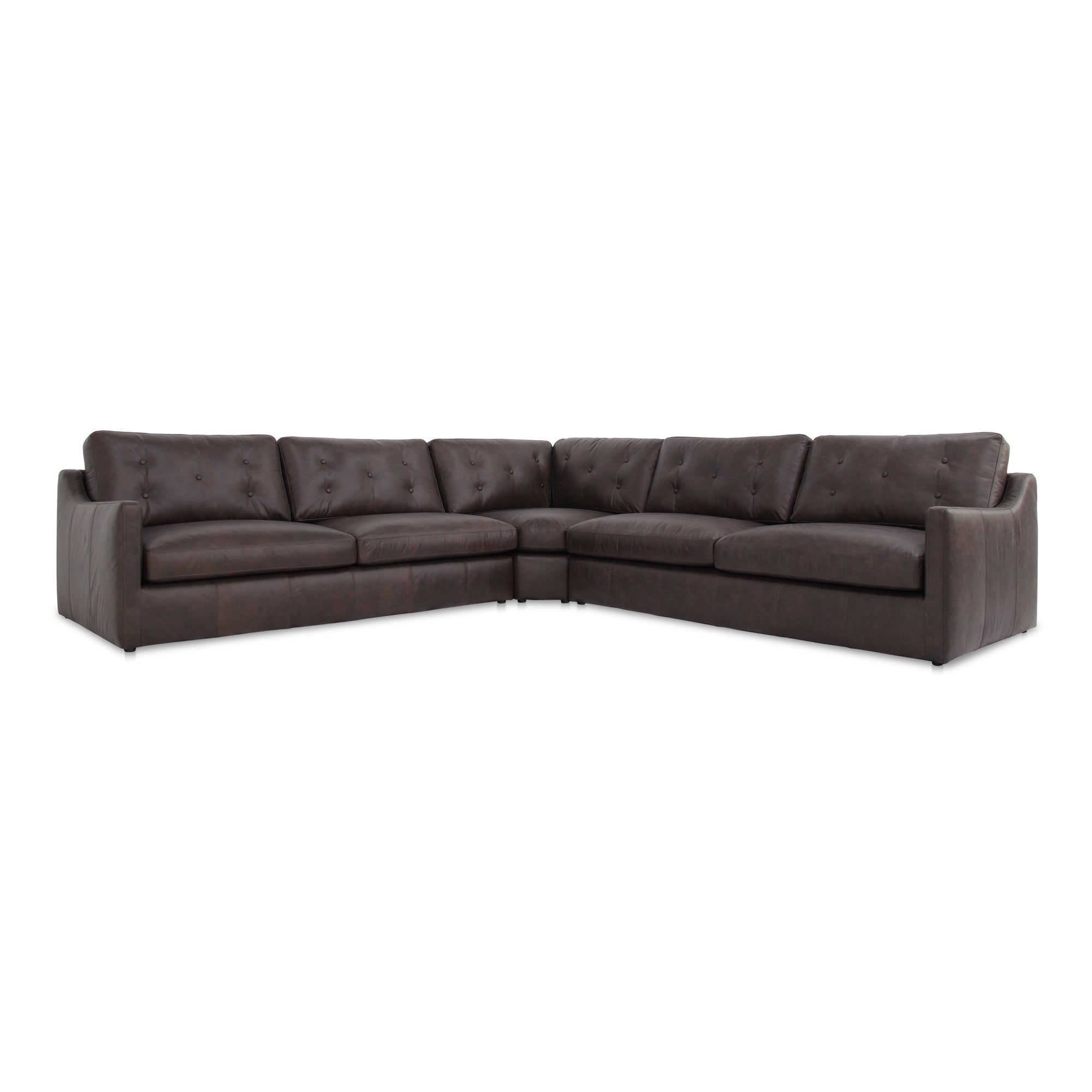 Thurlow Corner Modular Sectional Espresso Brown Leather - Central Designs