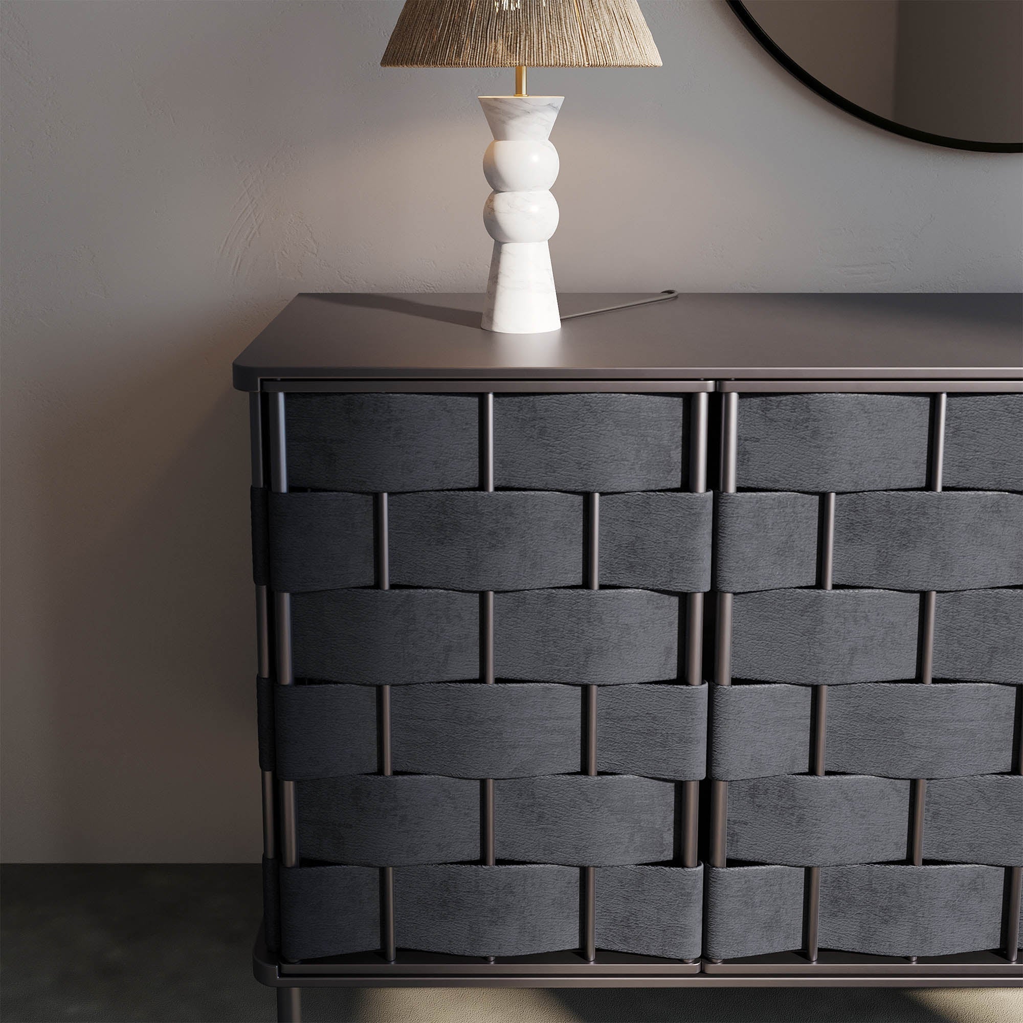Bishop Sideboard - Black Leather - Central Designs