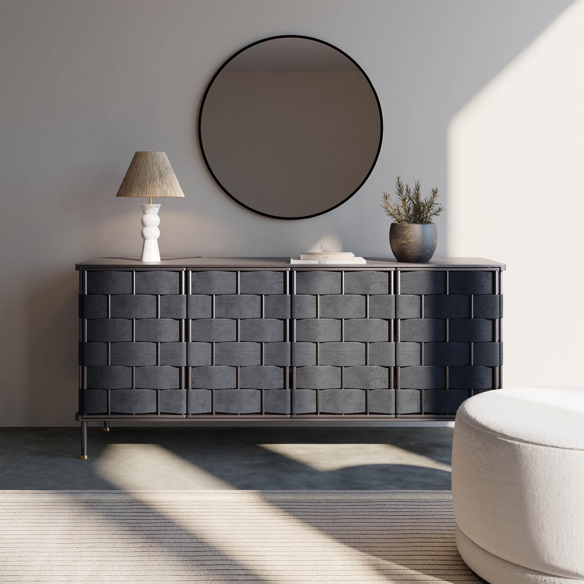 Bishop Sideboard - Black Leather - Central Designs