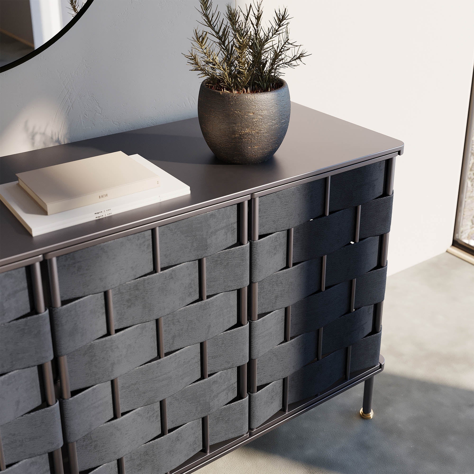 Bishop Sideboard - Black Leather - Central Designs