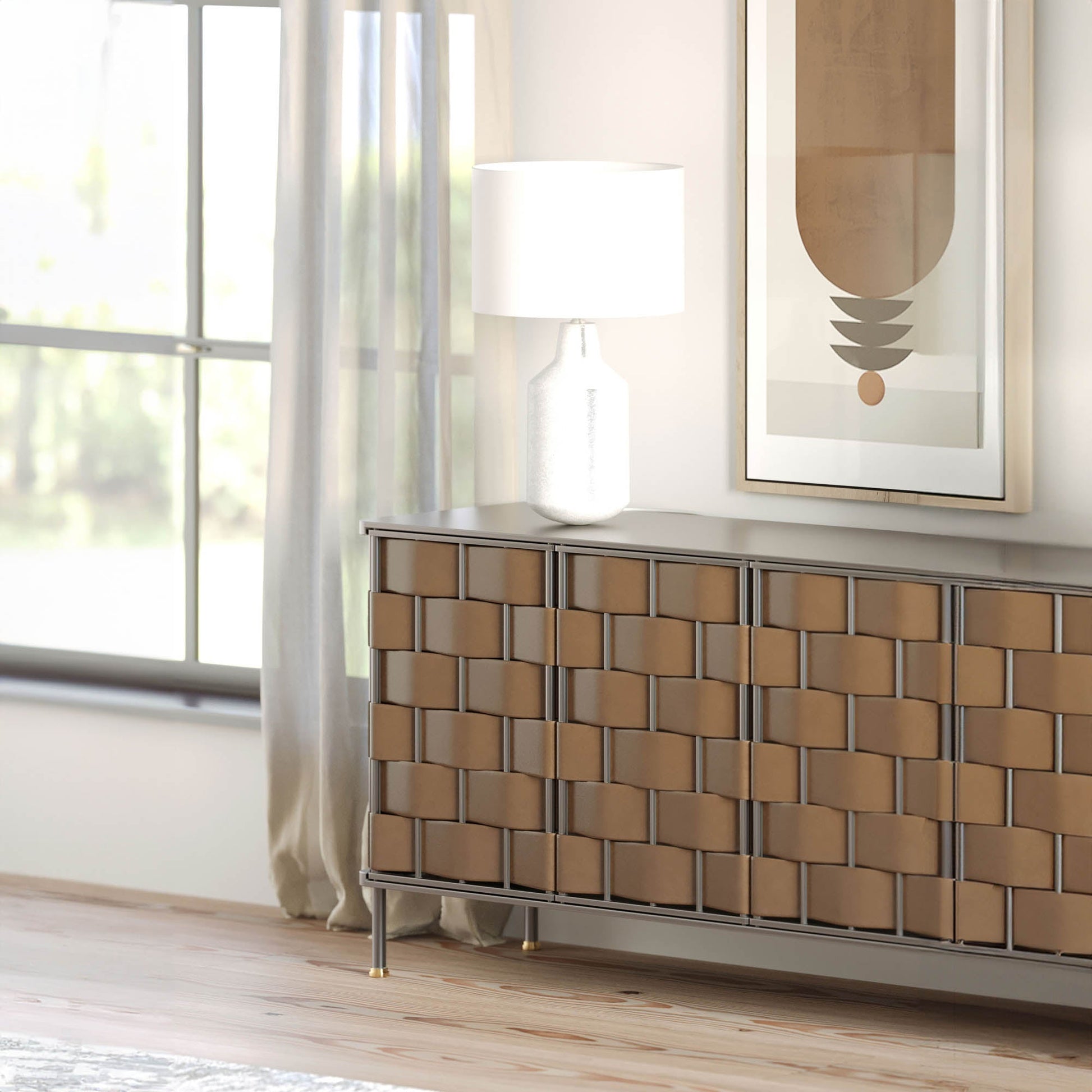 Bishop Sideboard - Brown Leather - Central Designs