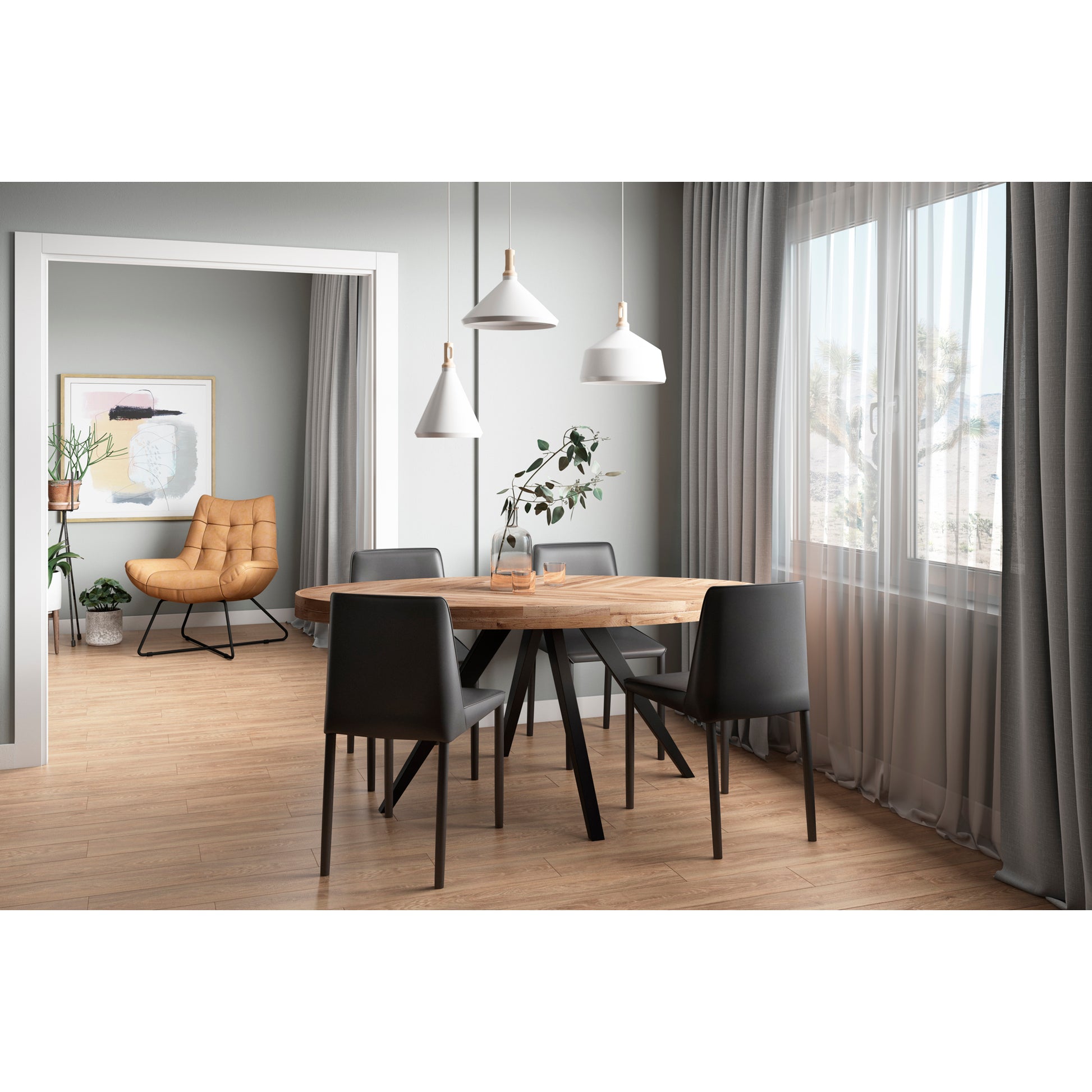 Nora Dining Chair Black Vegan Leather - Set Of Two - Central Designs