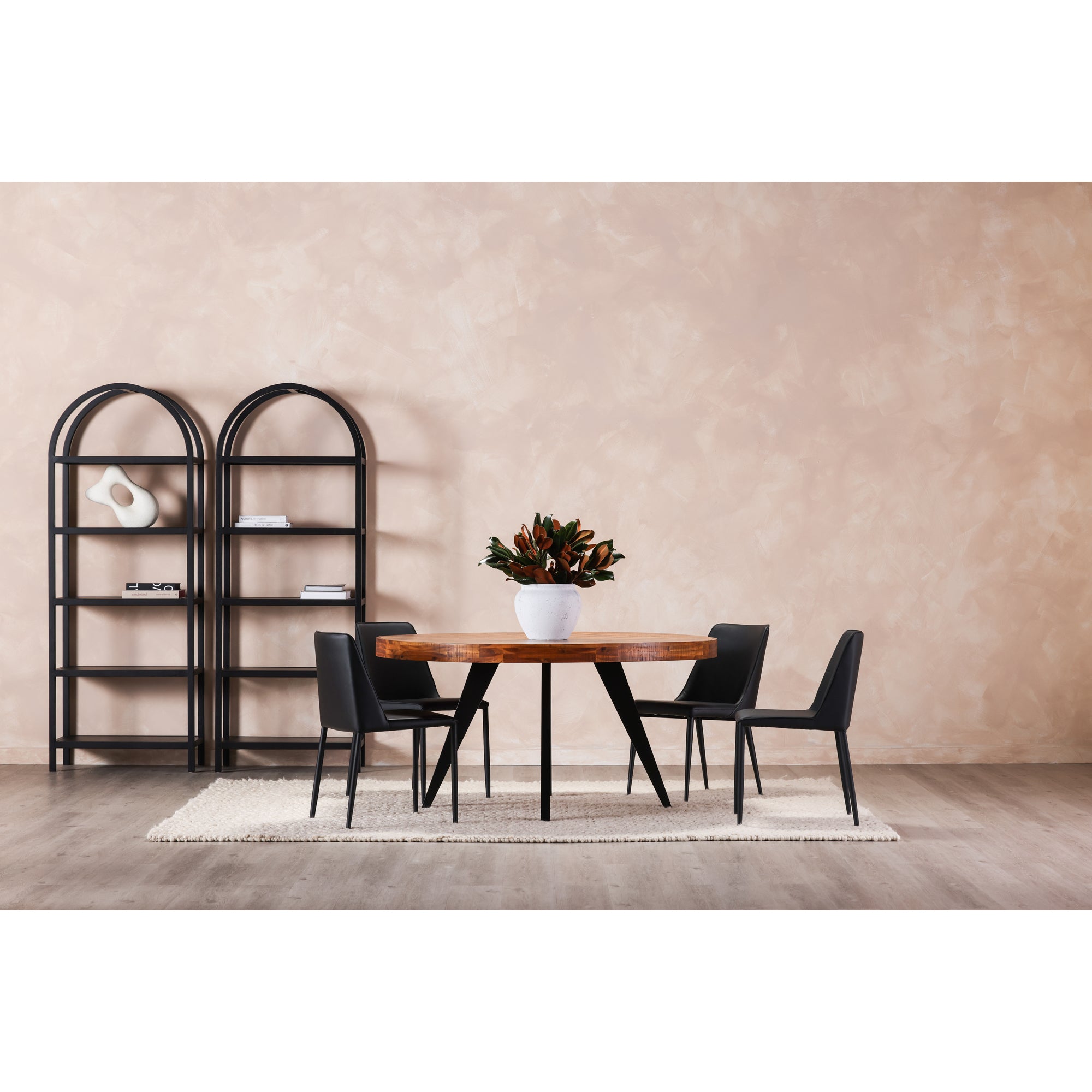 Nora Dining Chair Black Vegan Leather - Set Of Two - Central Designs