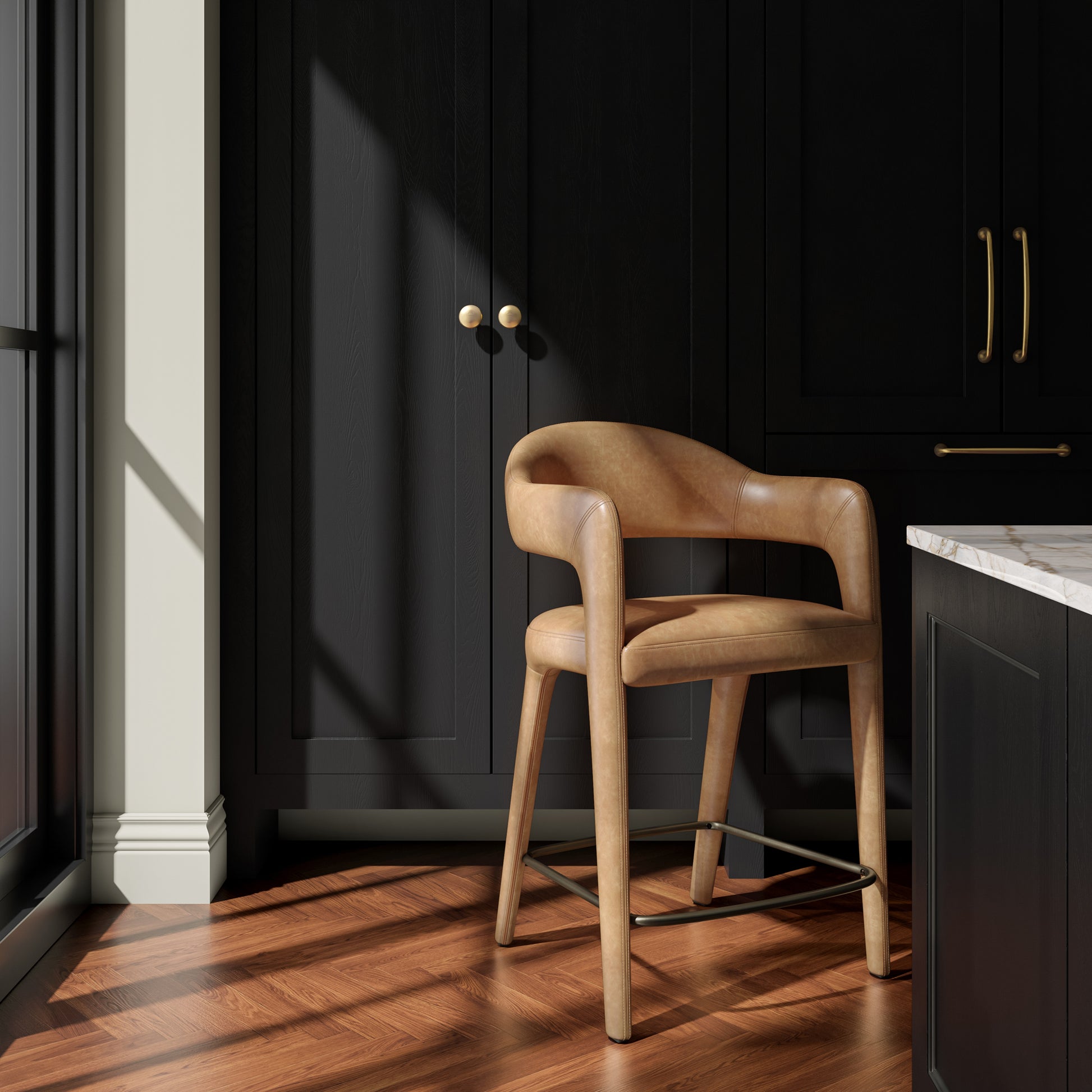 Martens Counter Stool Brown Leather - Central Designs