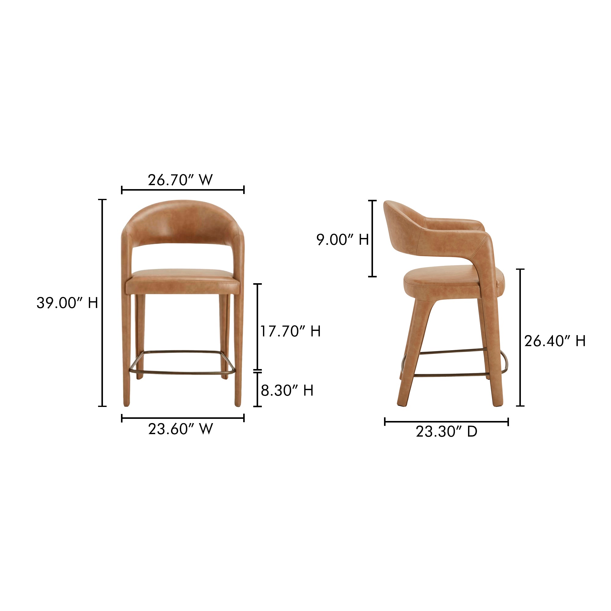 Martens Counter Stool Brown Leather - Central Designs