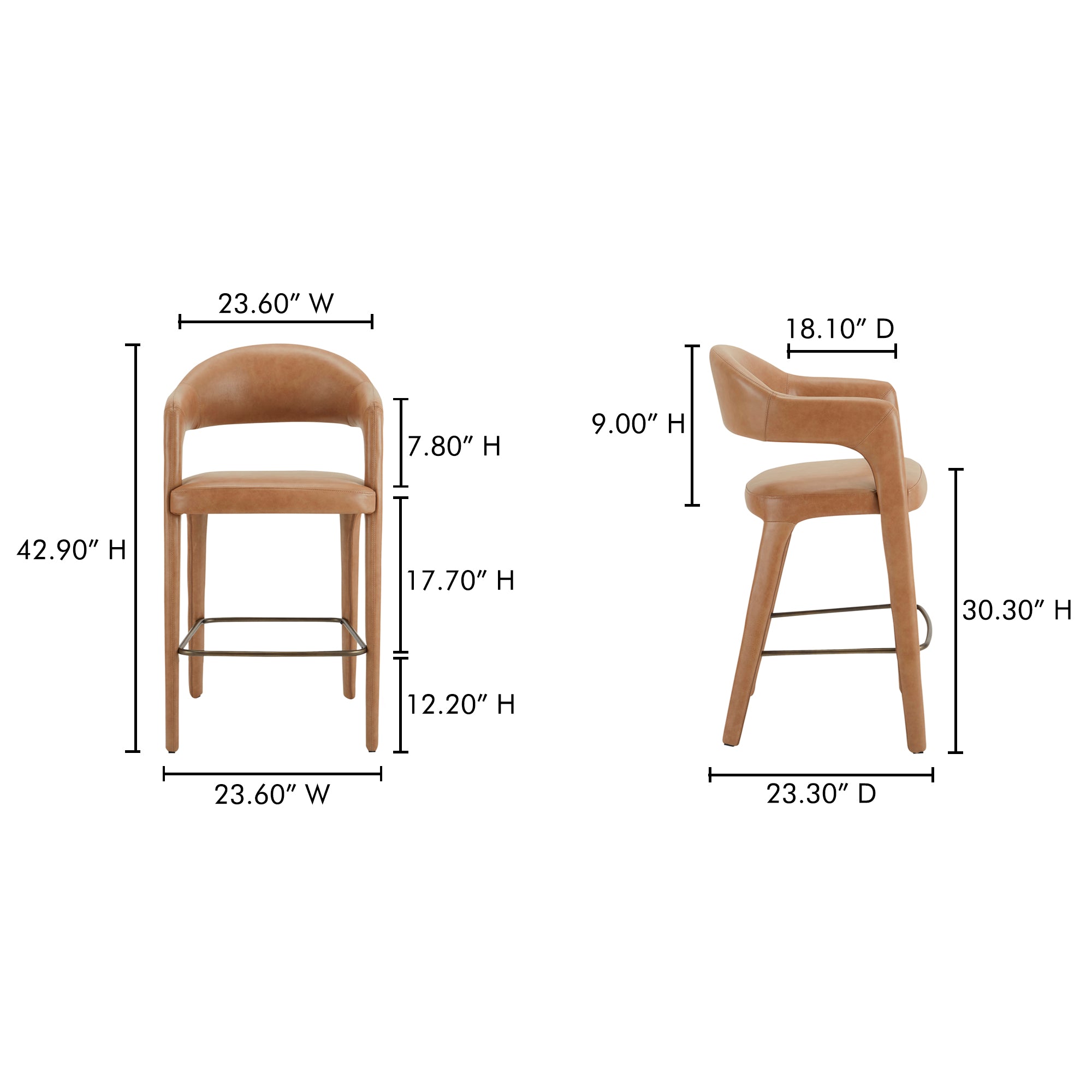 Martens Bar Stool Brown Leather - Central Designs
