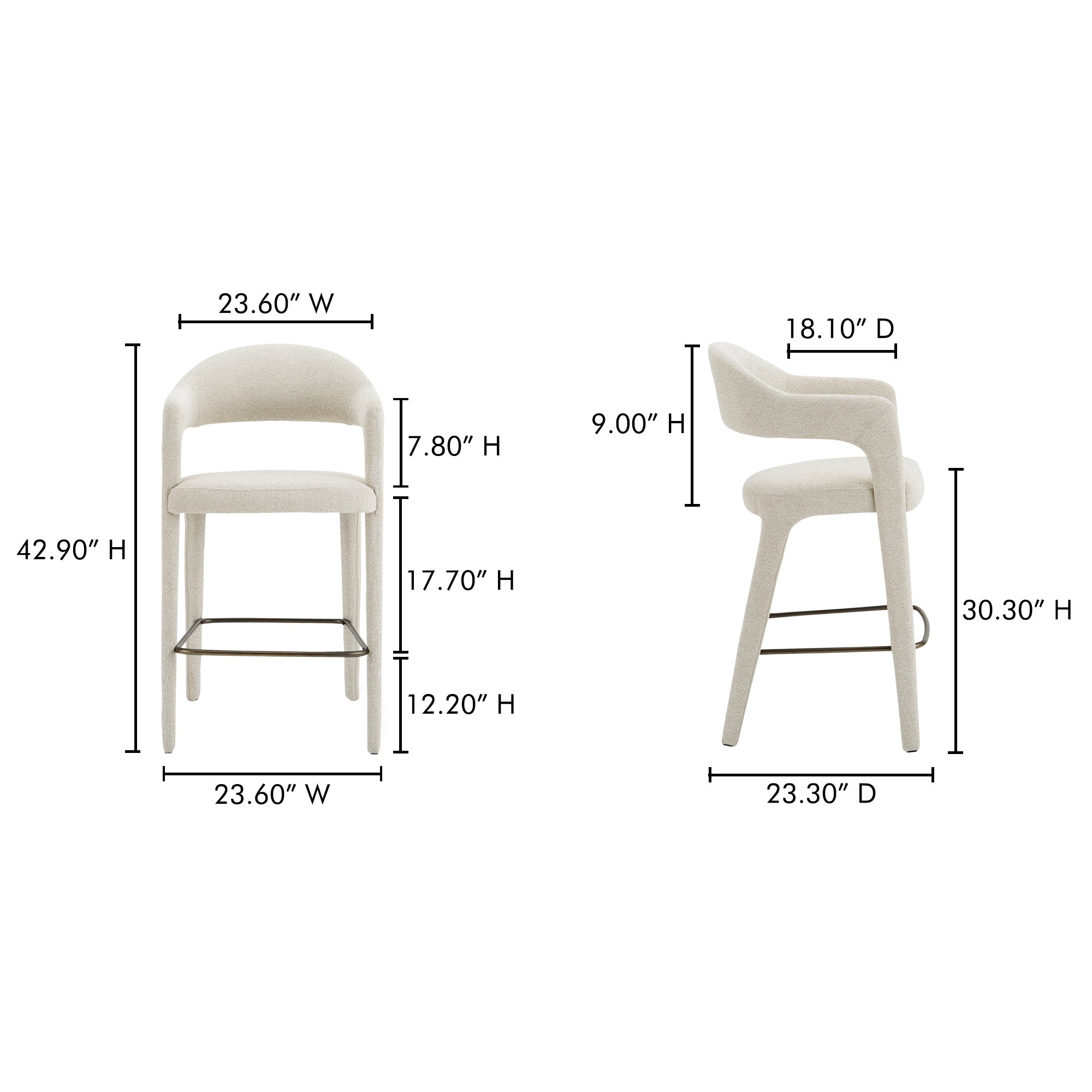 Martens Bar Stool Beige - Central Designs