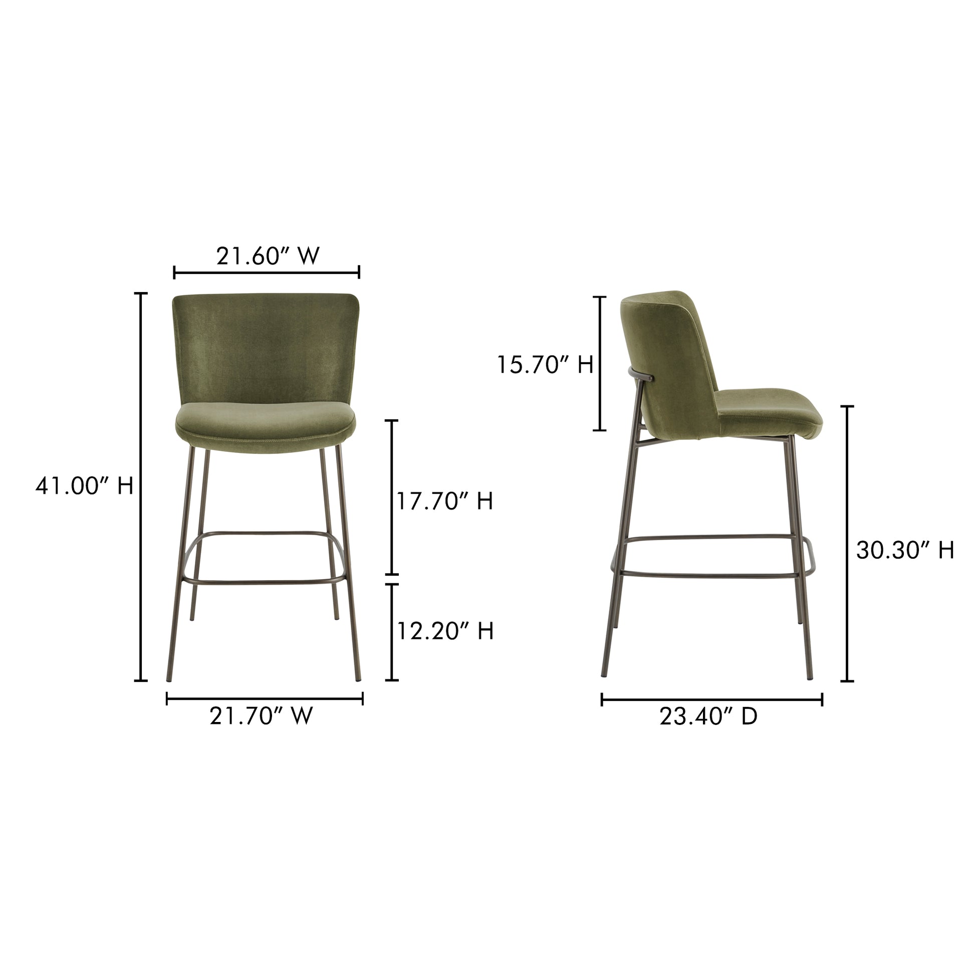Early Bar Stool Faux Green Mohair - Central Designs