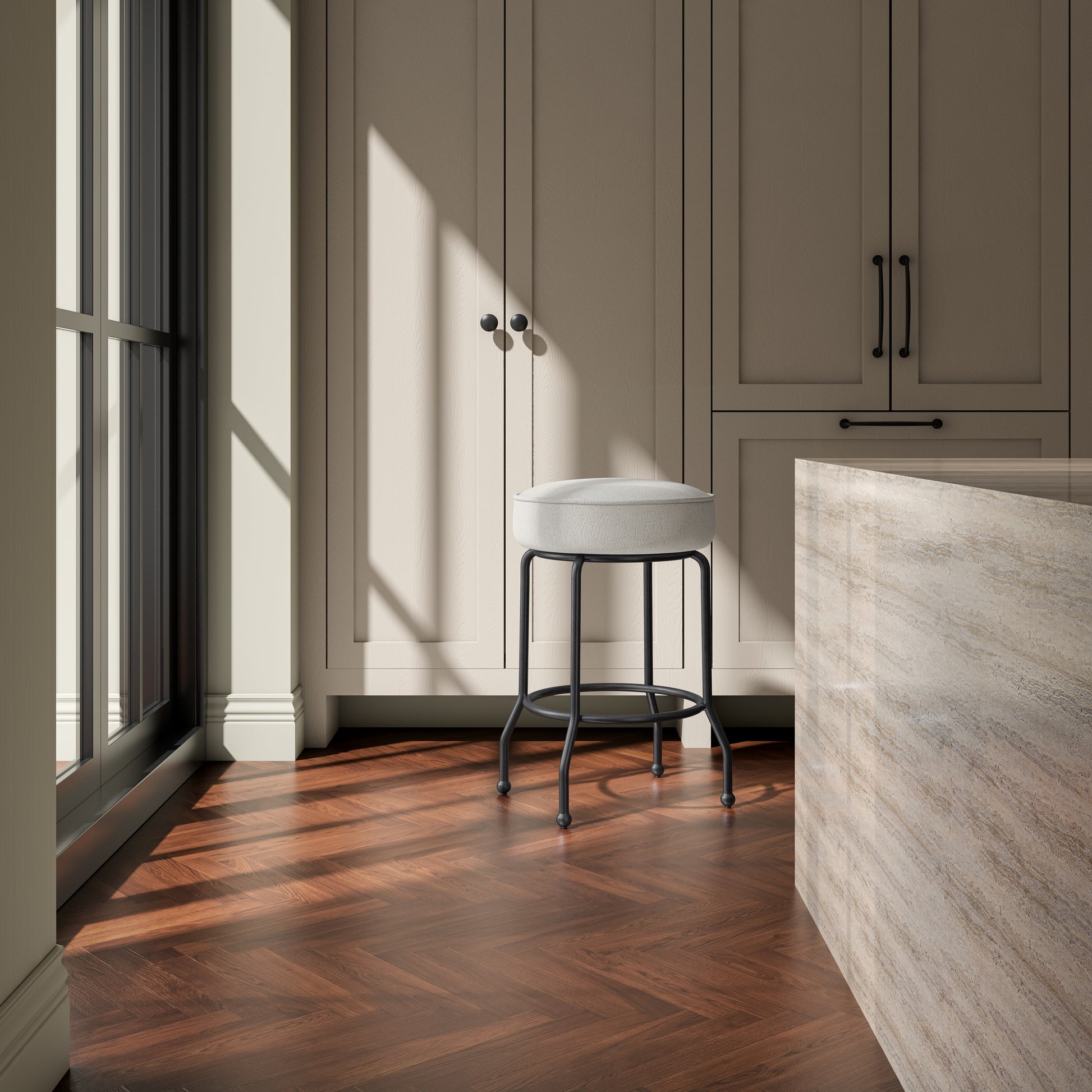 Kelsey Swivel Counter Stool Beige - Central Designs