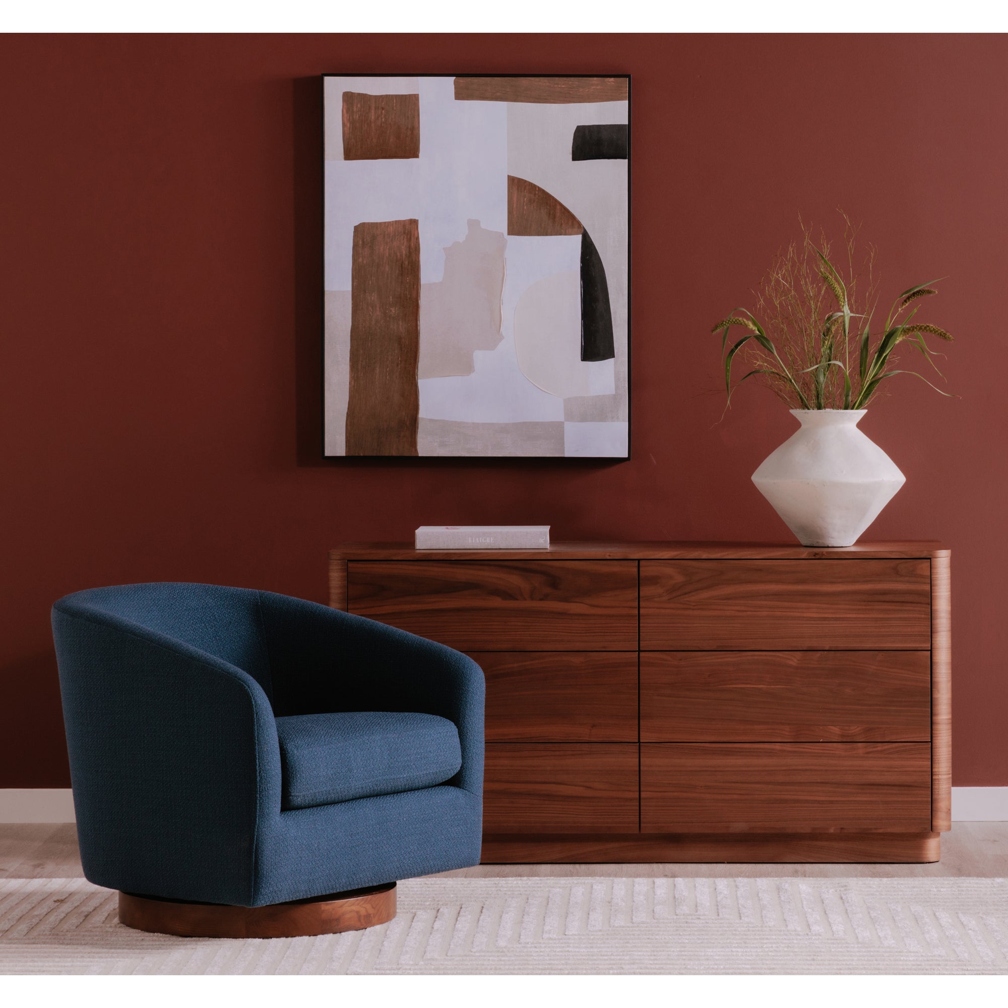 Round Off Dresser Walnut Brown - Central Designs
