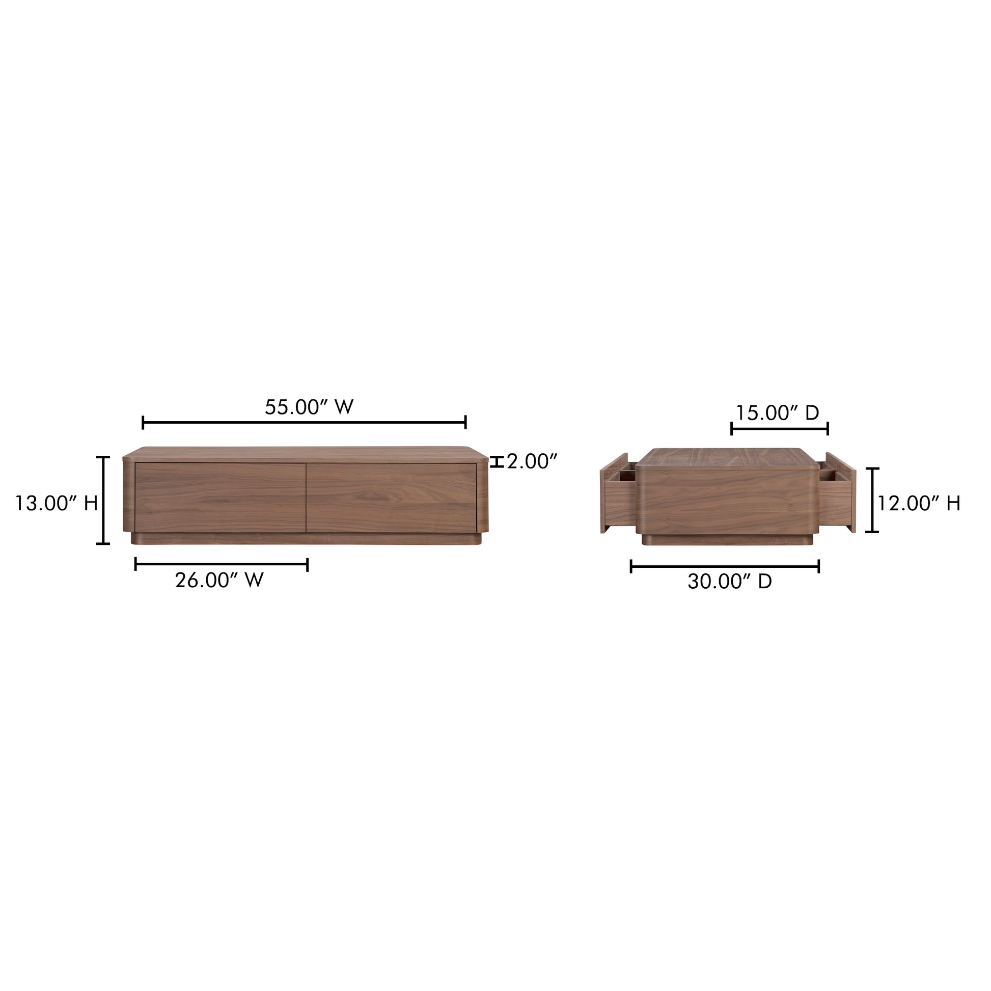 Round Off Coffee Table Walnut Brown - Central Designs