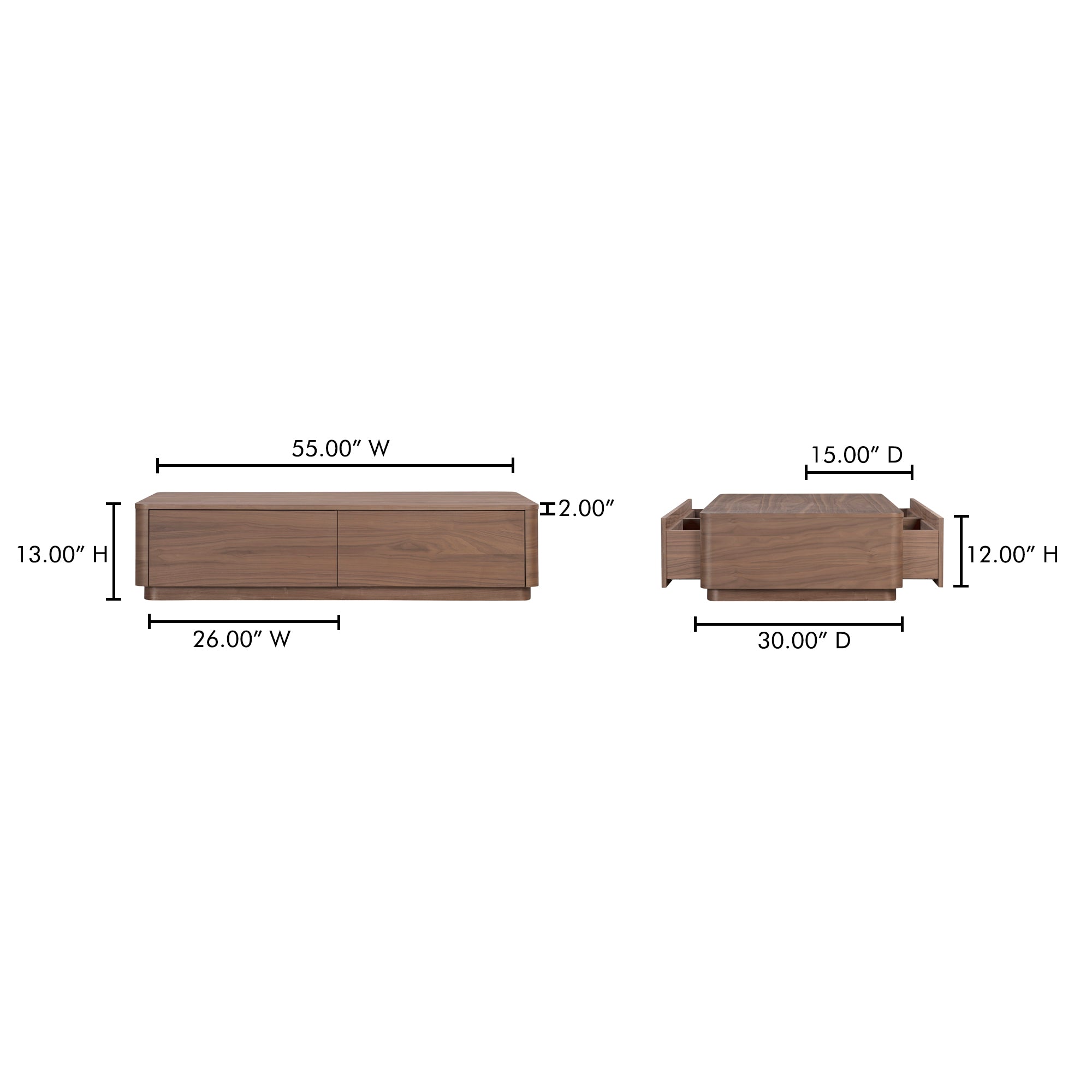 Round Off Coffee Table Walnut Brown - Central Designs