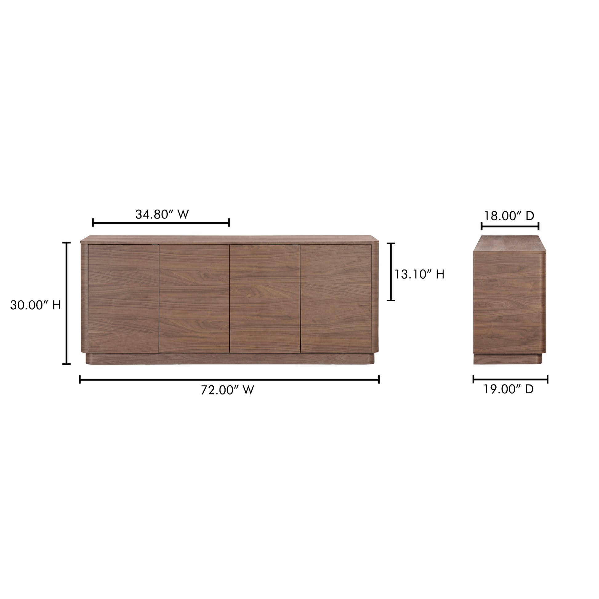 Round Off Sideboard Walnut Brown - Central Designs