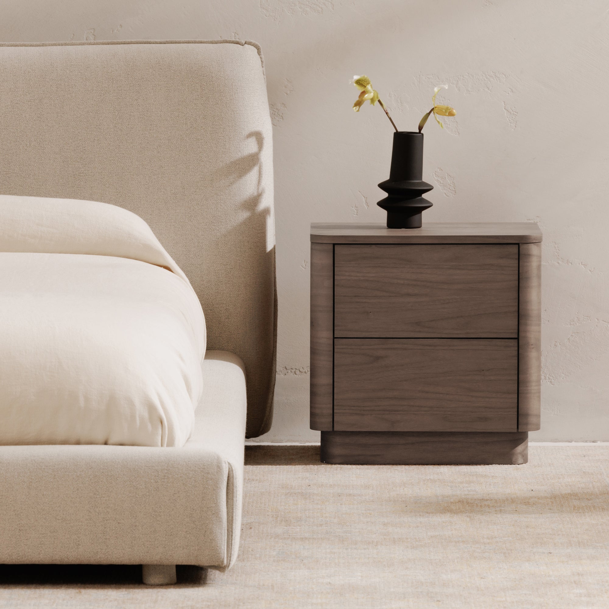 Round Off Tall Nightstand Walnut Brown - Central Designs
