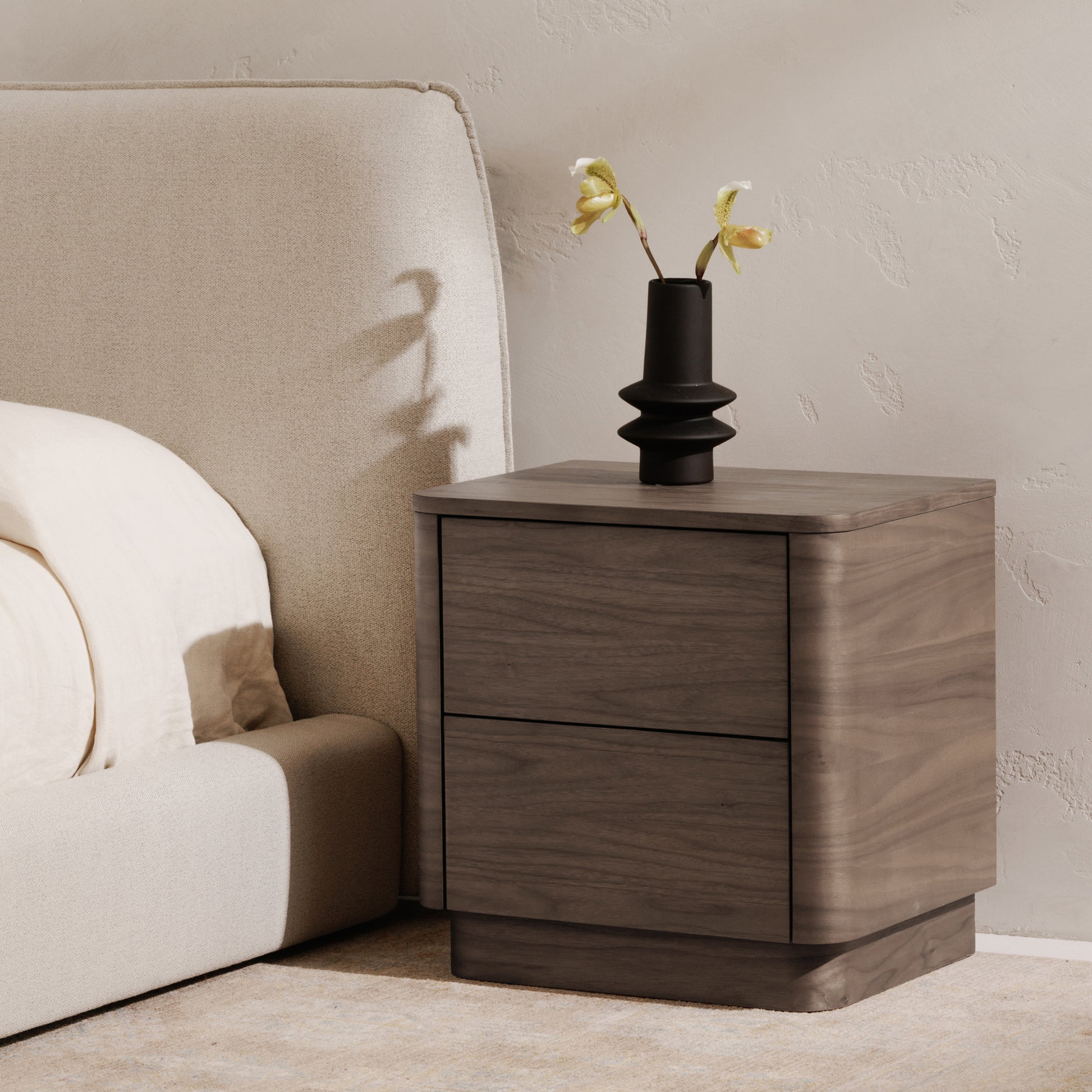 Round Off Tall Nightstand Walnut Brown - Central Designs