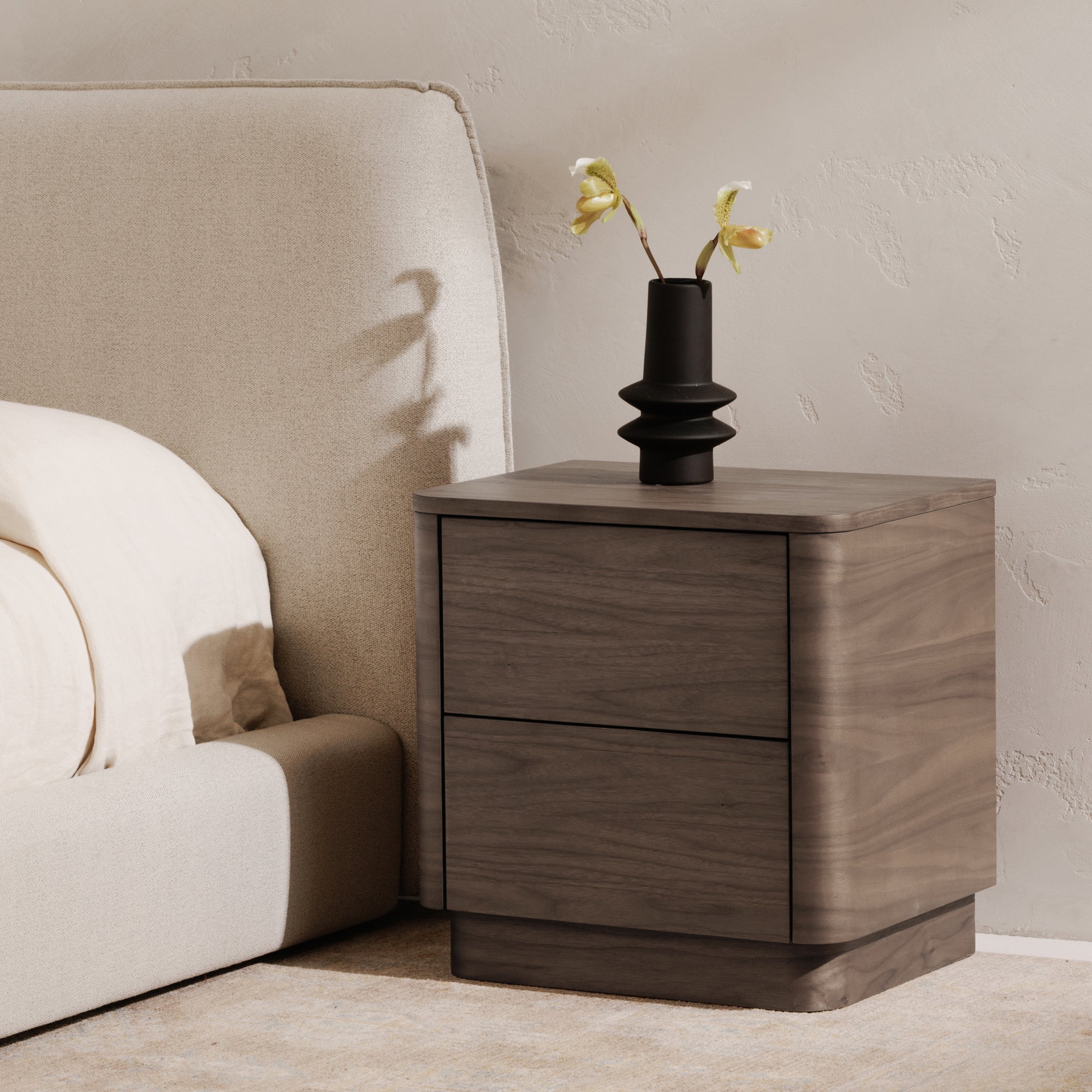 Round Off Tall Nightstand Walnut Brown - Central Designs