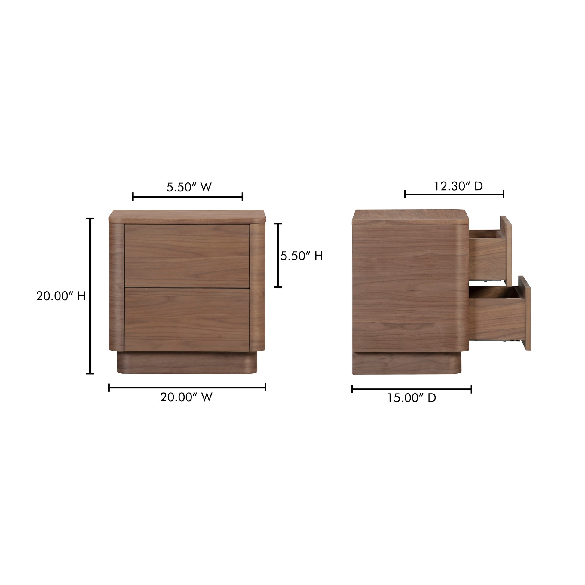 Round Off Tall Nightstand Walnut Brown - Central Designs