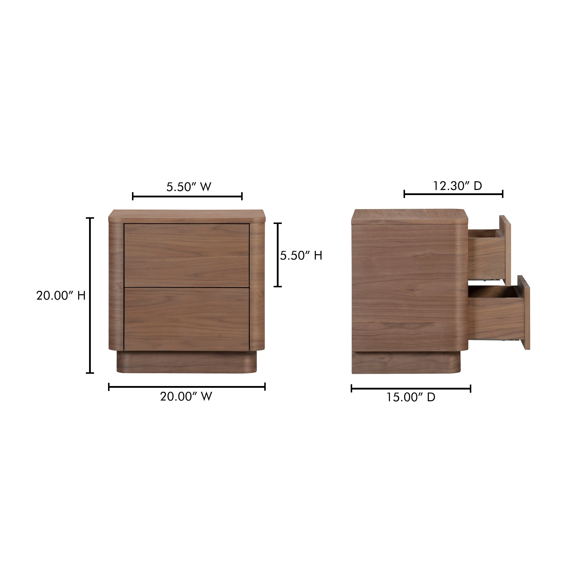 Round Off Tall Nightstand Walnut Brown - Central Designs