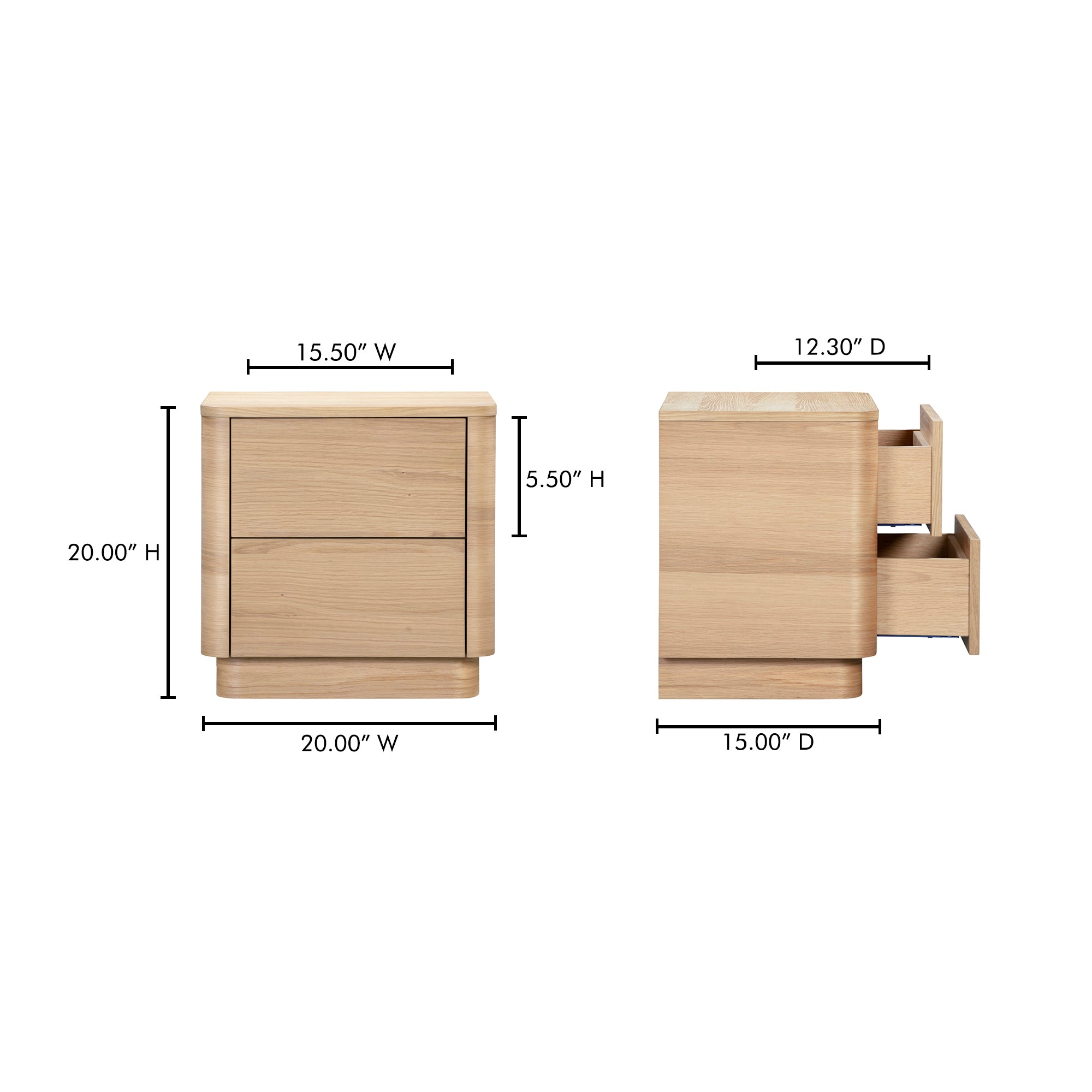 Round Off Tall Nightstand Natural Oak - Central Designs