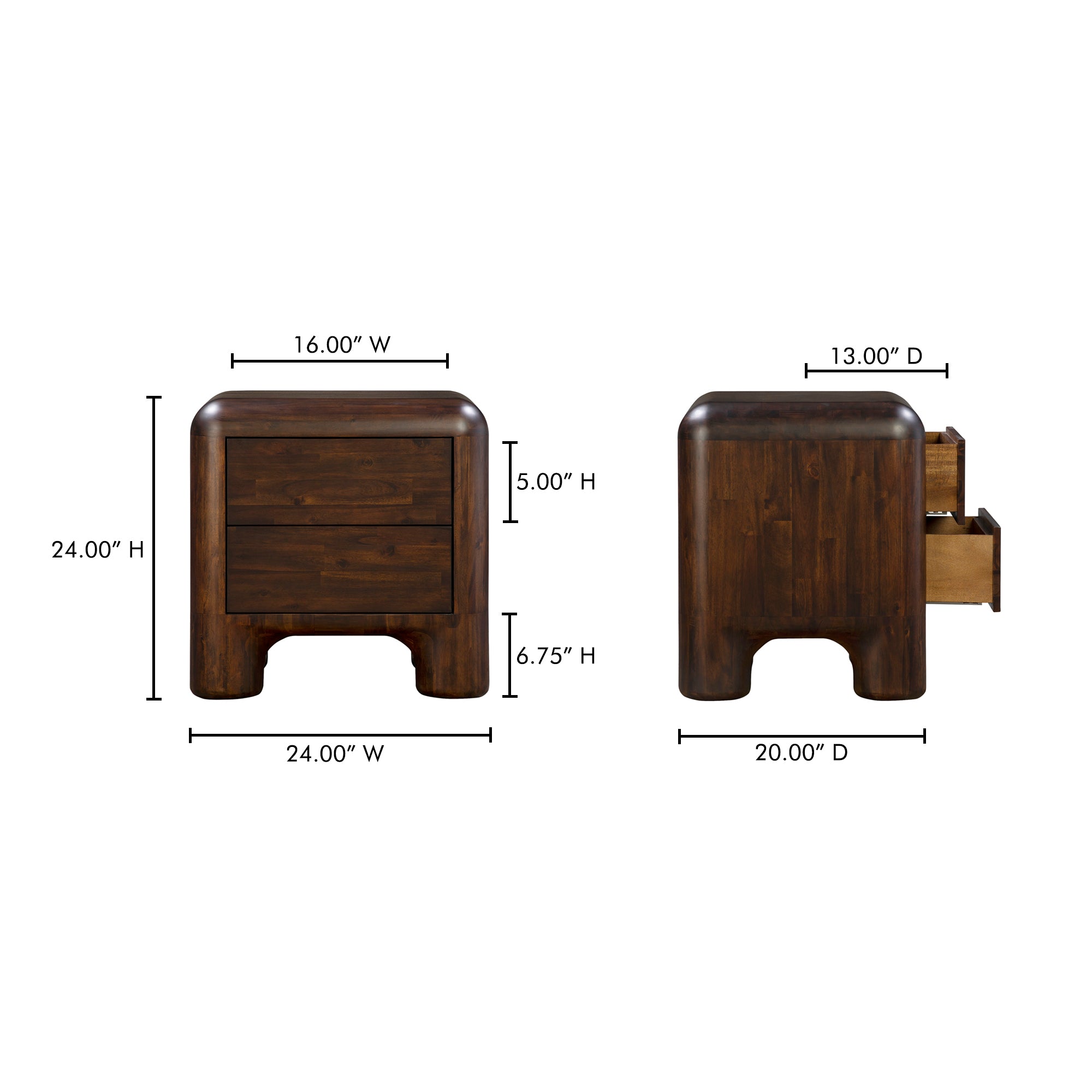 Rowan Nightstand Dark Brown - Central Designs