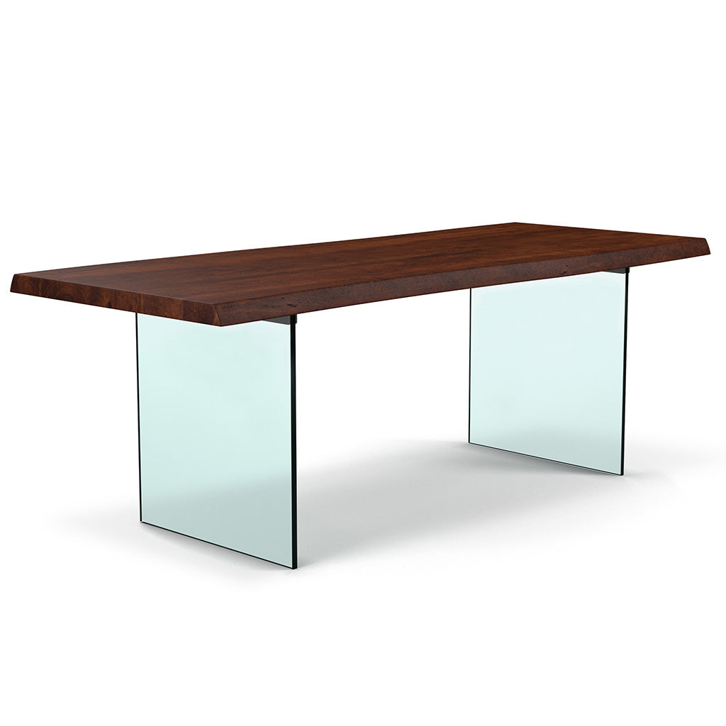 Brooks - Dining Table - Glass Base - 40" x 116" - Americano Top - Clear Glass Base