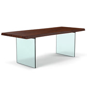 Brooks - Dining Table - Glass Base - 40" x 116" - Americano Top - Clear Glass Base