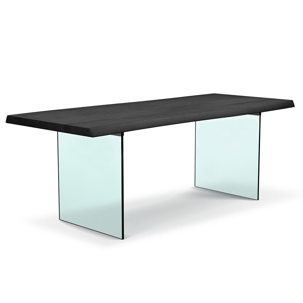 Brooks - Dining Table - Glass Base - 40" x 116" - Ebonized Top - Clear Glass Base