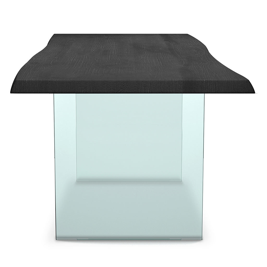 Brooks - Dining Table - Glass Base - 40" x 92" - Ebonized Top - Clear Glass Base