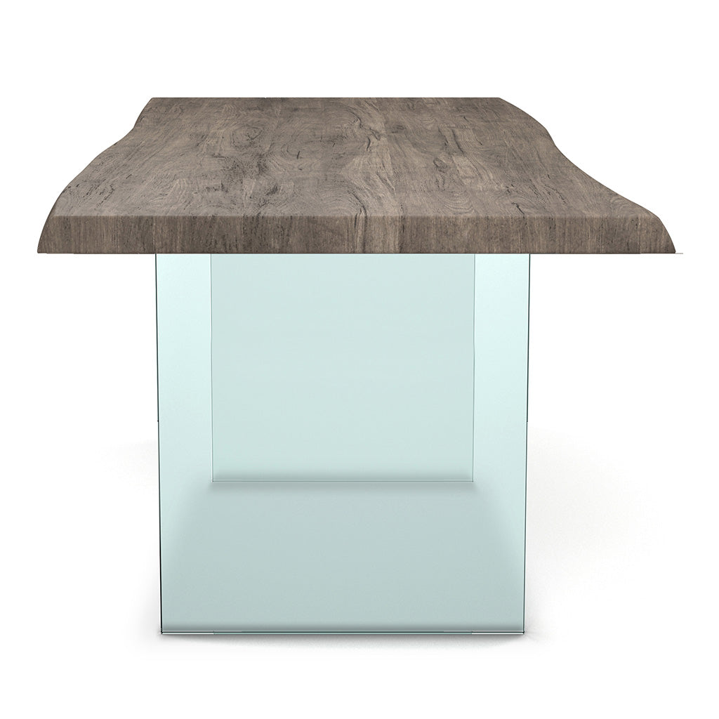 Brooks - Dining Table - Glass Base - 40" x 116" - Sandblasted Grey Top - Clear Glass Base