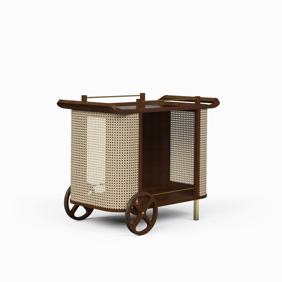 Modern Brazilian - Dinda - Bar Cart - Neutral Brown Frame – Central Designs