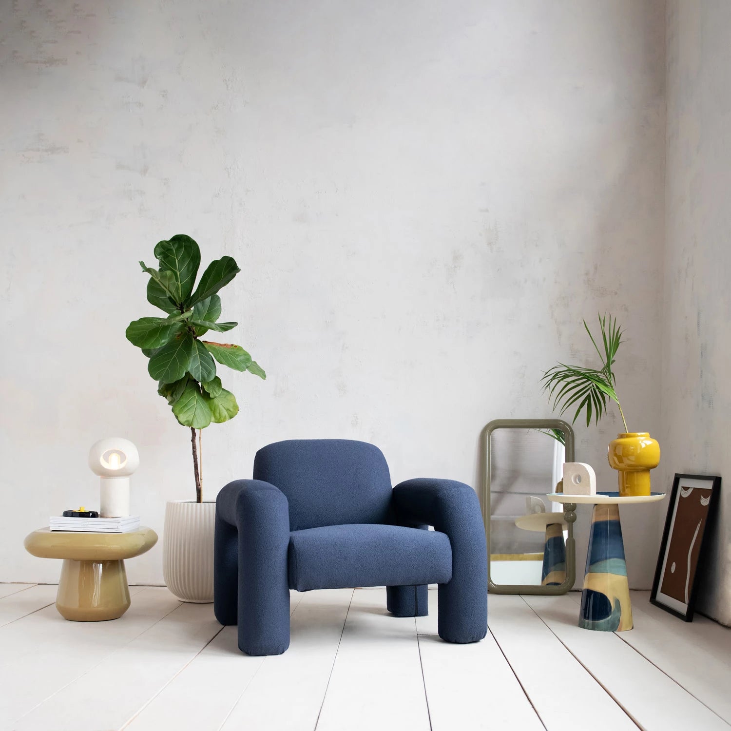 MDF Framed Wall Mirror w/ Ball Detail in Grey