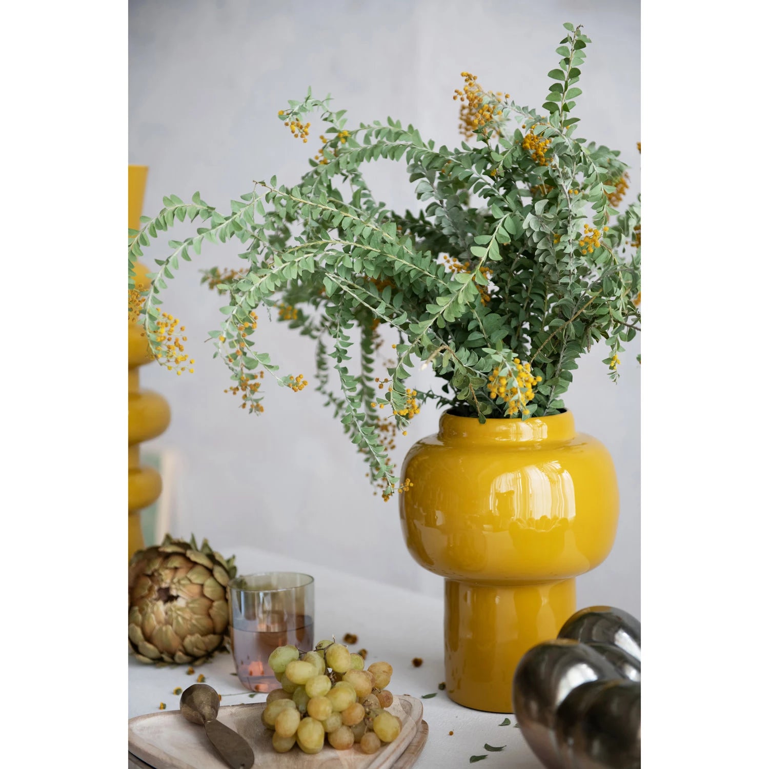 Enameled Metal Vase in Mustard - Central Designs