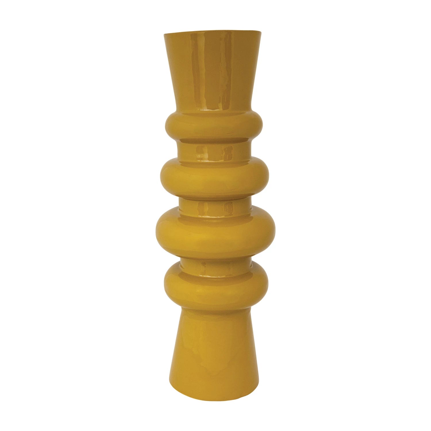 Enameled Metal Vase in Mustard - Central Designs