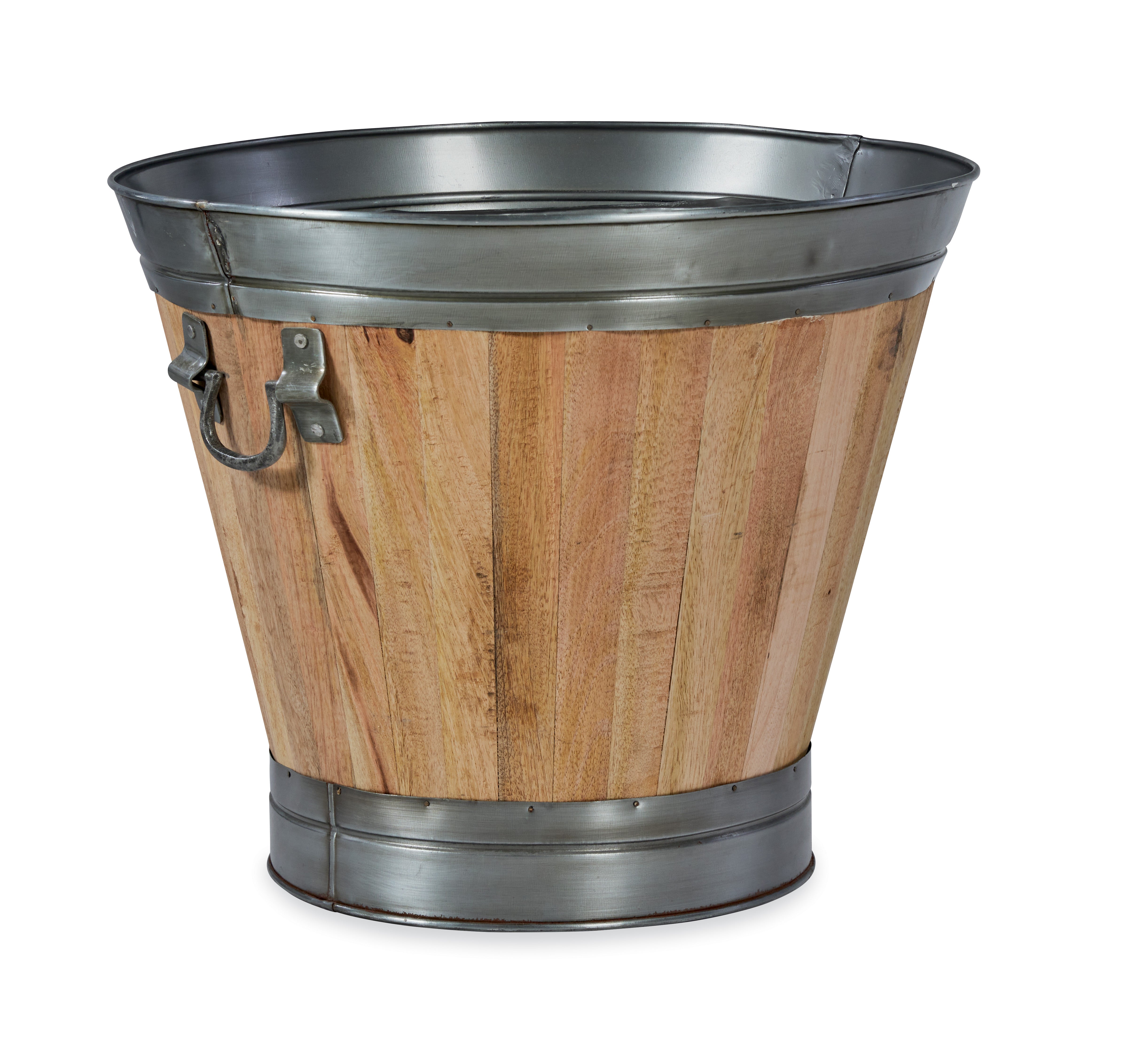 Arbor Round Wood Bucket w/ Iron Handles