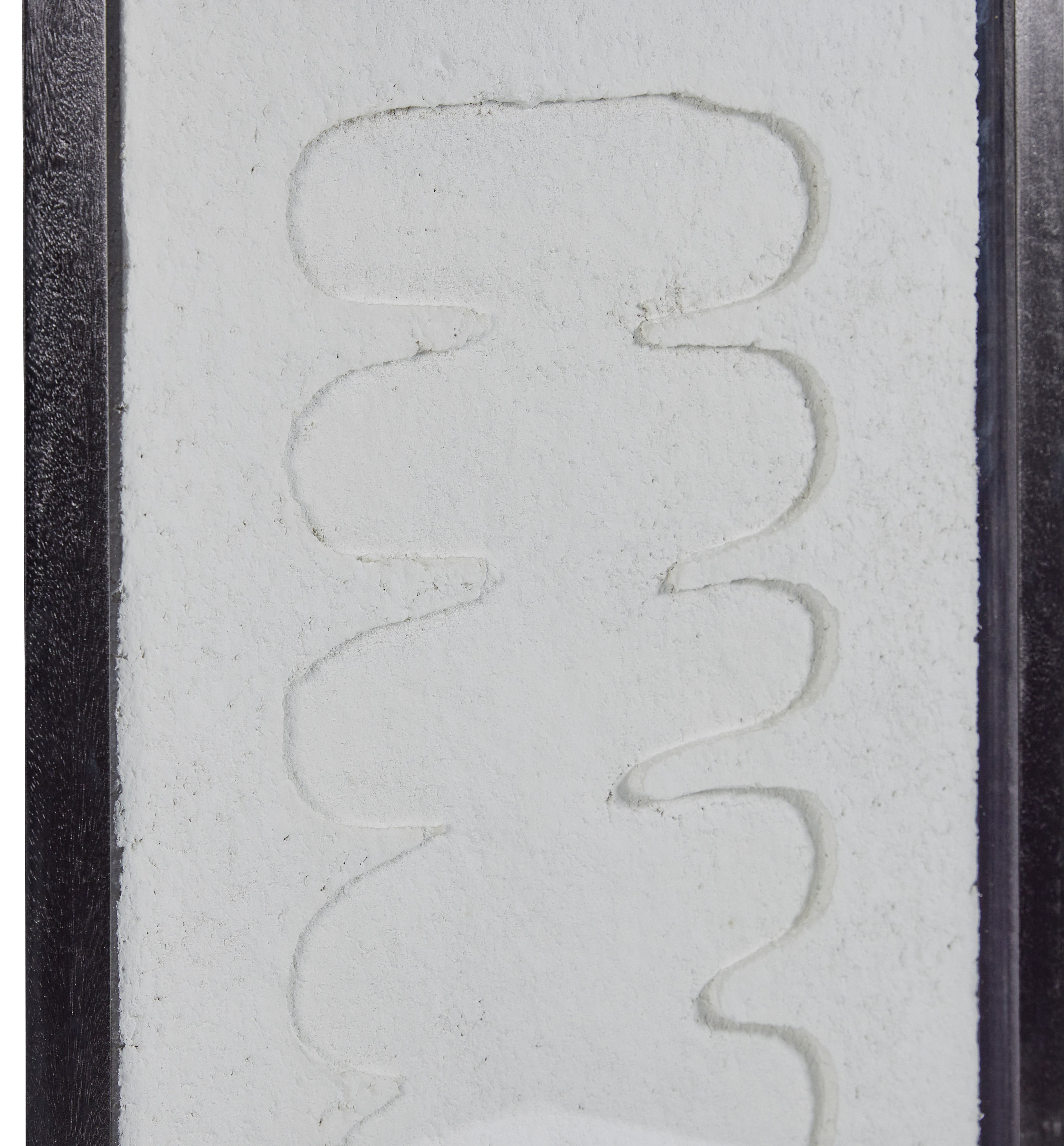 Rounded White Paper Mache Wall Art in Glass Wooden Frame