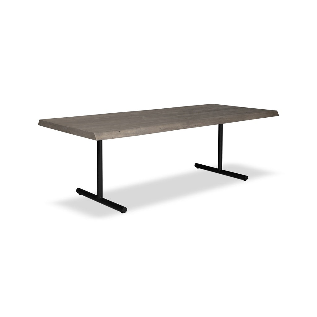 Brooks - Dining Table - T Base - 40" x 116" - Sandblasted Grey Top - Black Base