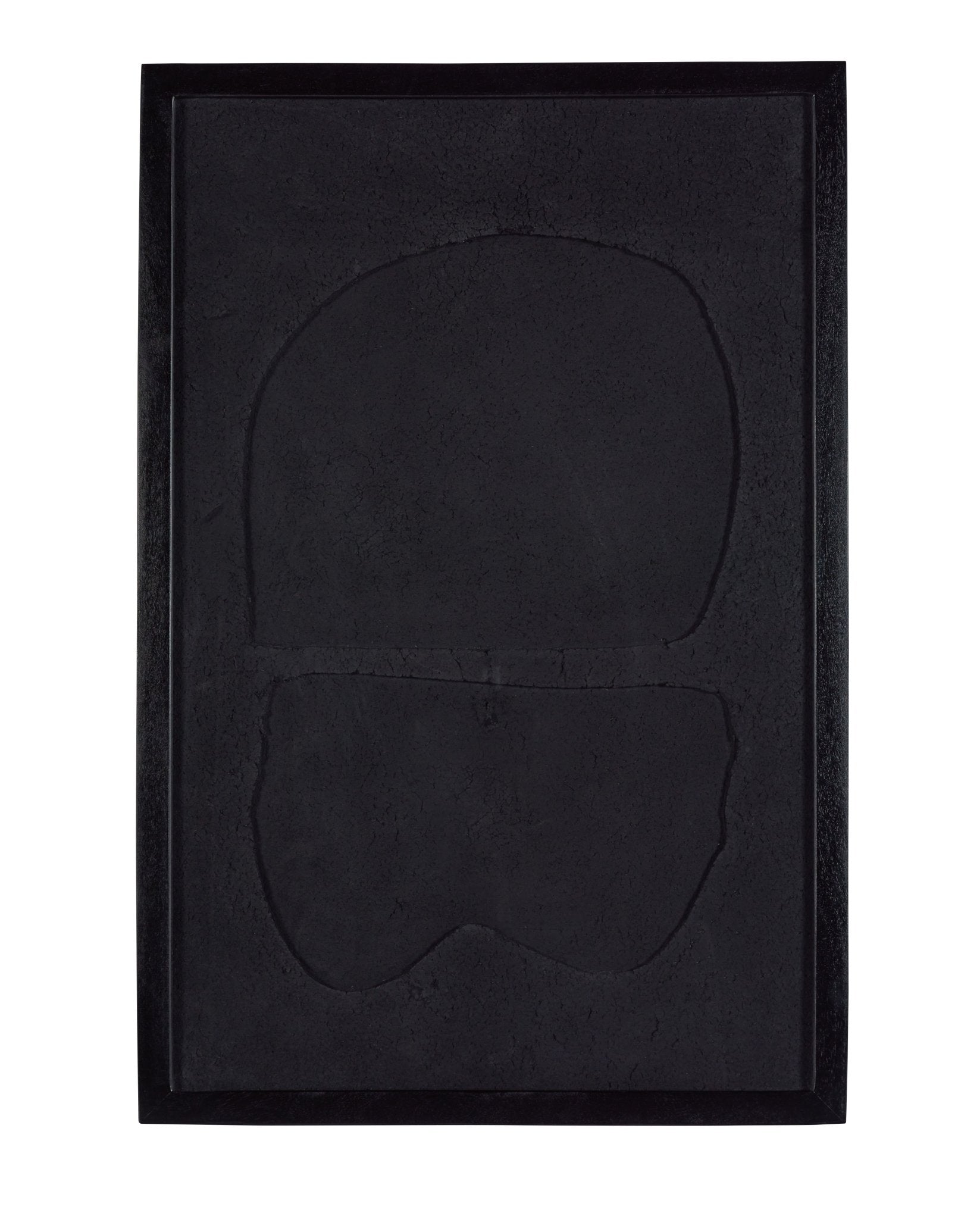 Rounded Black Paper Mache Wall Art in Glass Wooden Frame - Central Designs