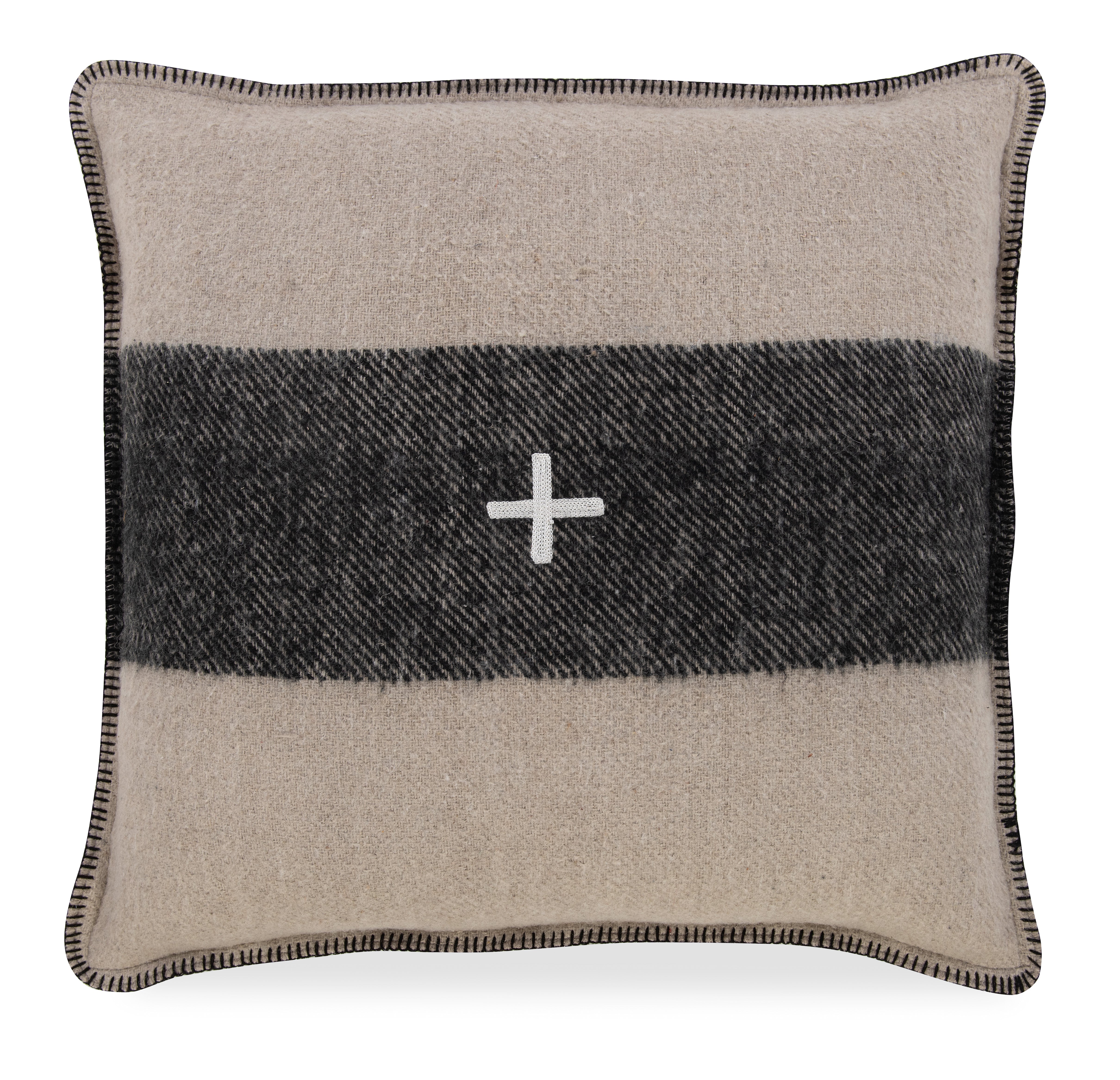 Swiss Army Pillow Cover 24x24 Cream/Black